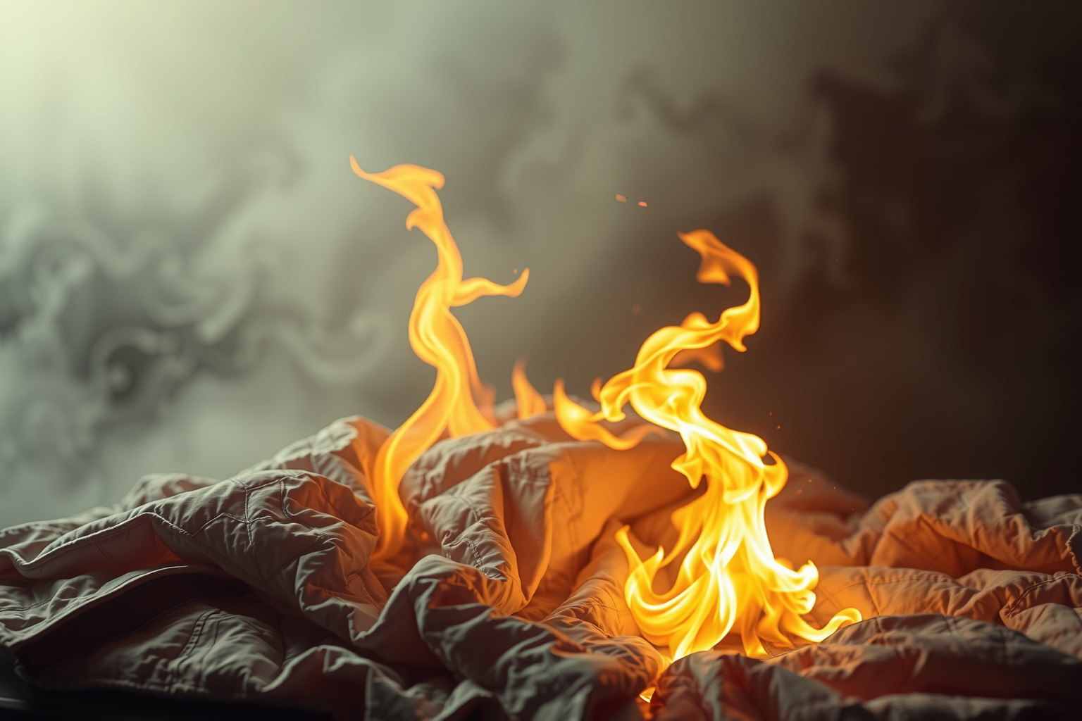 Sognare piumone in fiamme indica tensioni emotive e conflitti interiori.