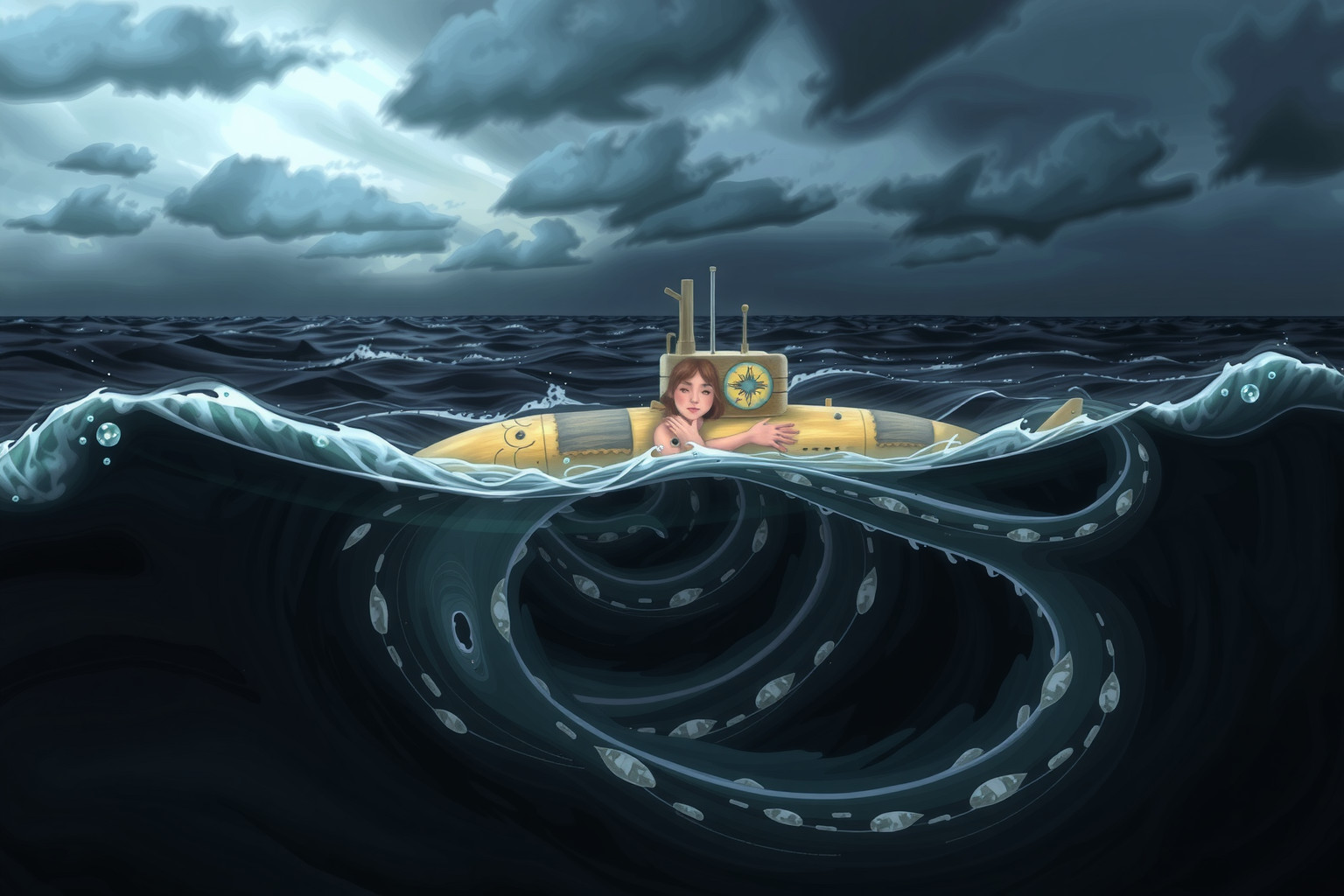 Sognare un sottomarino in tempesta riflette lotte emotive nascoste.
