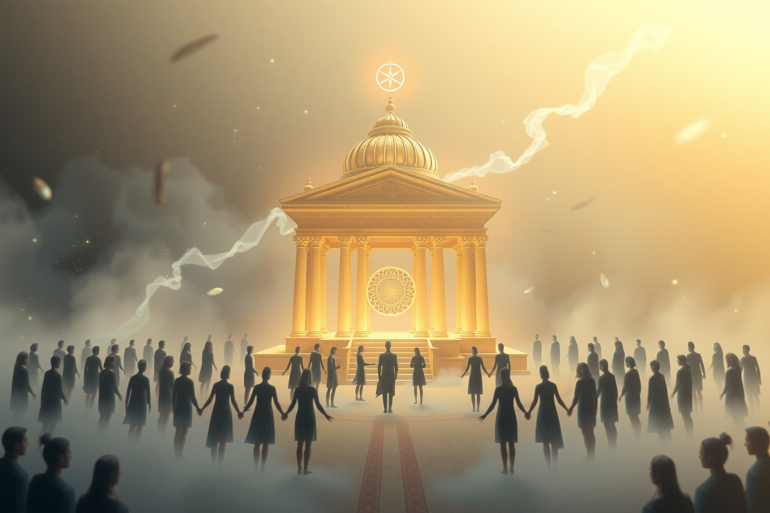 Sognare un tempio in cerimonia indica un evento significativo imminente.