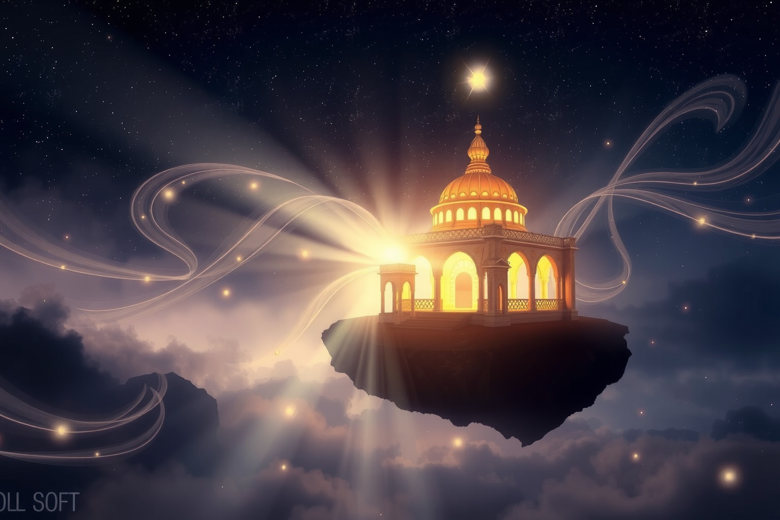Sognare un tempio illuminato simboleggia chiarezza e consapevolezza spirituale.