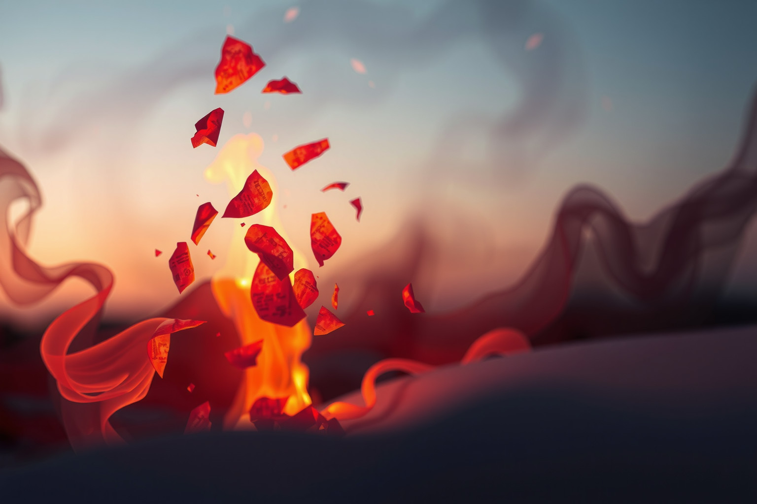 Sognare un volantino bruciato simboleggia rabbia o conclusioni importanti.