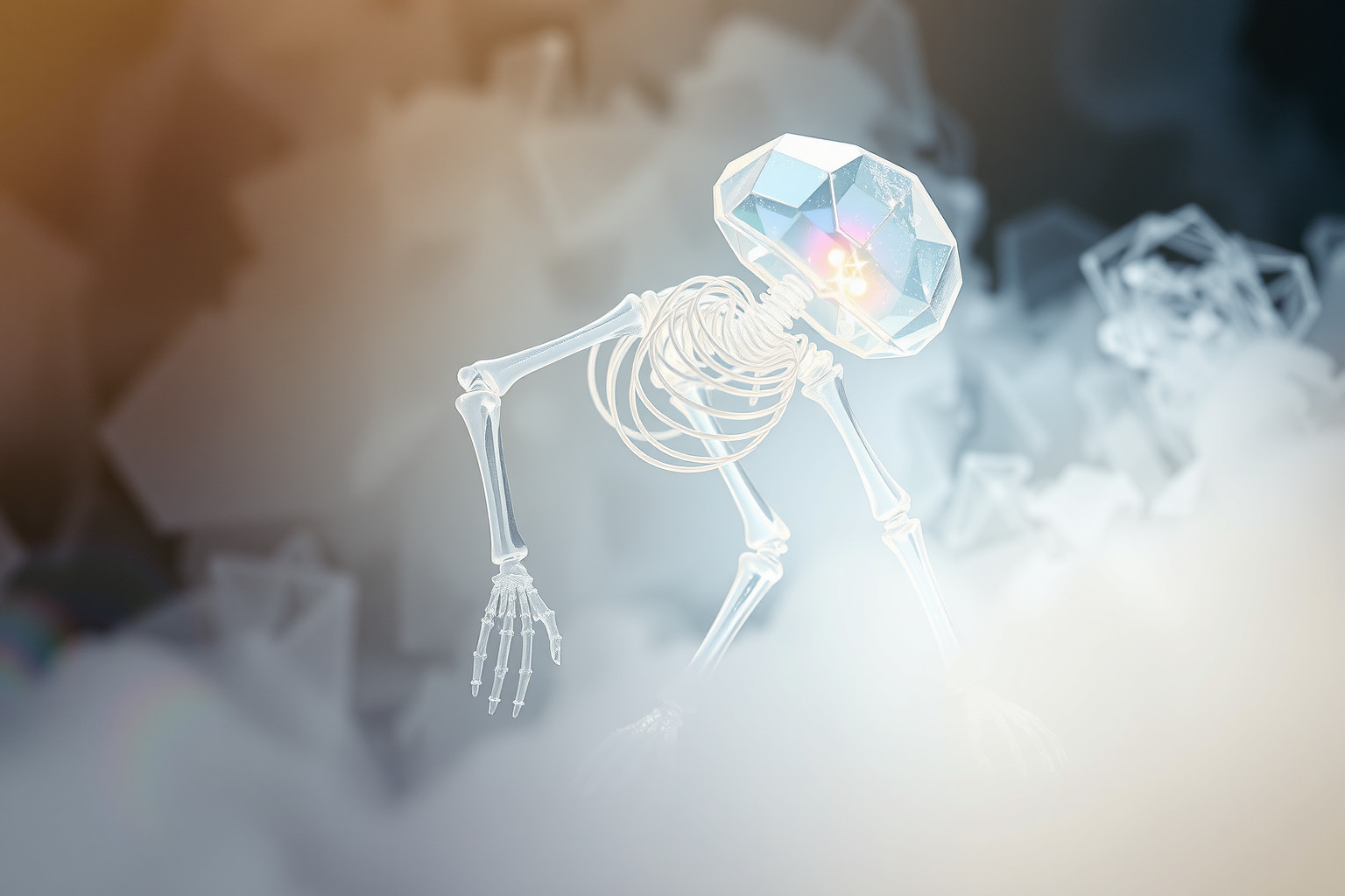 Sognare uno scheletro di cristallo simboleggia chiarezza e vulnerabilità.