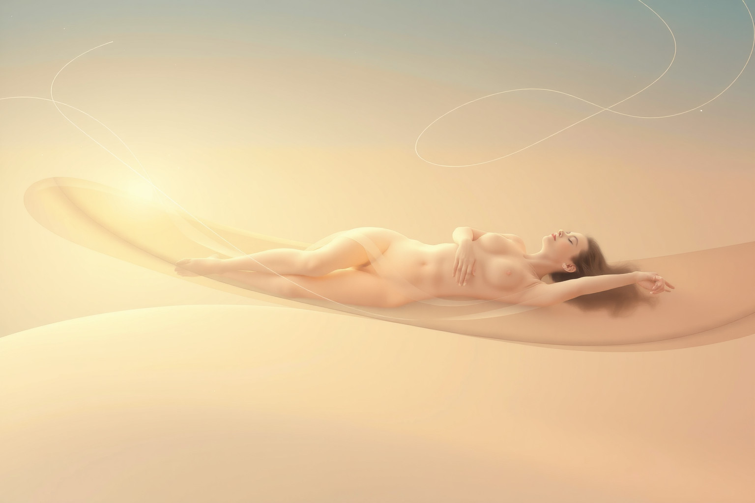Distendersi trasversalmente nei sogni simboleggia equilibrio interiore e serenità.