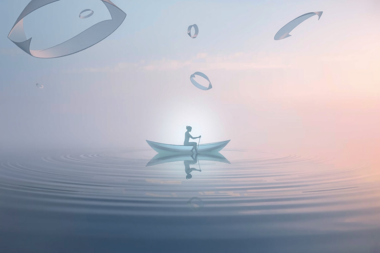 Remare su un lago simboleggia equilibrio emotivo e riflessione profonda.