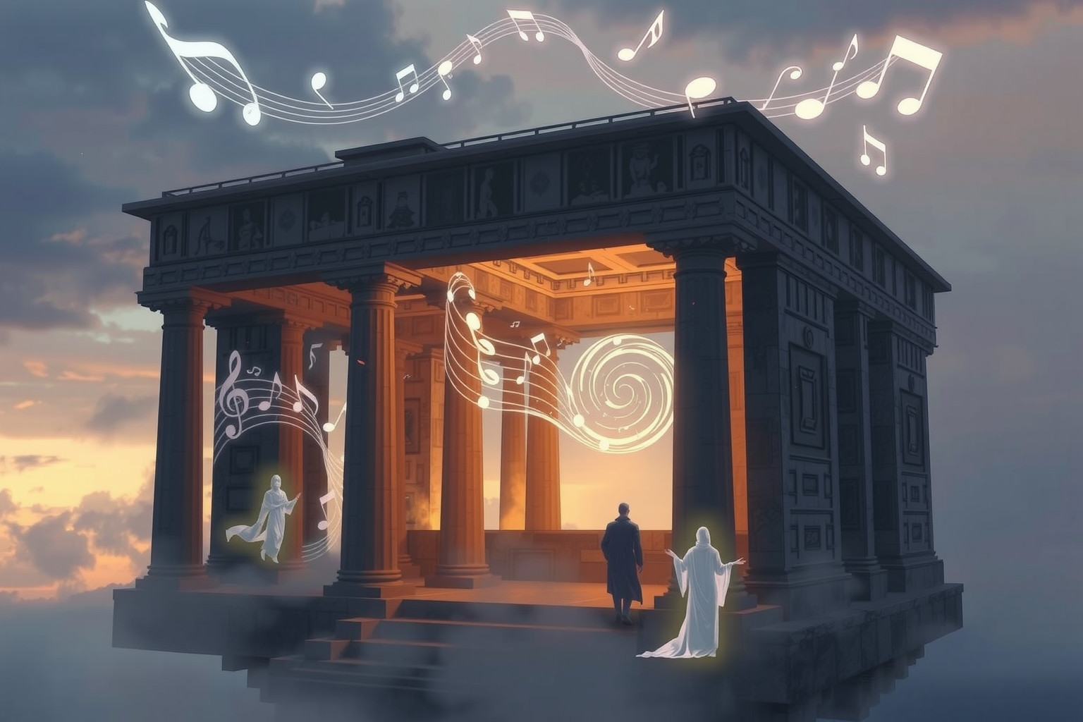 Sognare un canto cerimoniale in un tempio antico simboleggia spiritualità profonda.