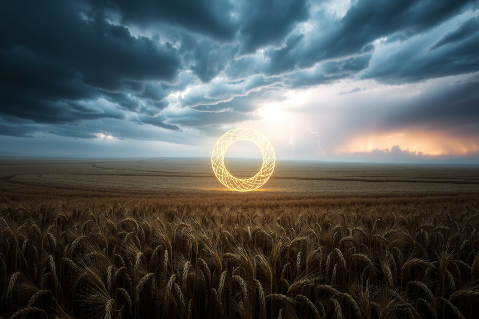 Sognare cerchi nel grano in tempesta simboleggia cambiamenti tumultuosi imminenti.