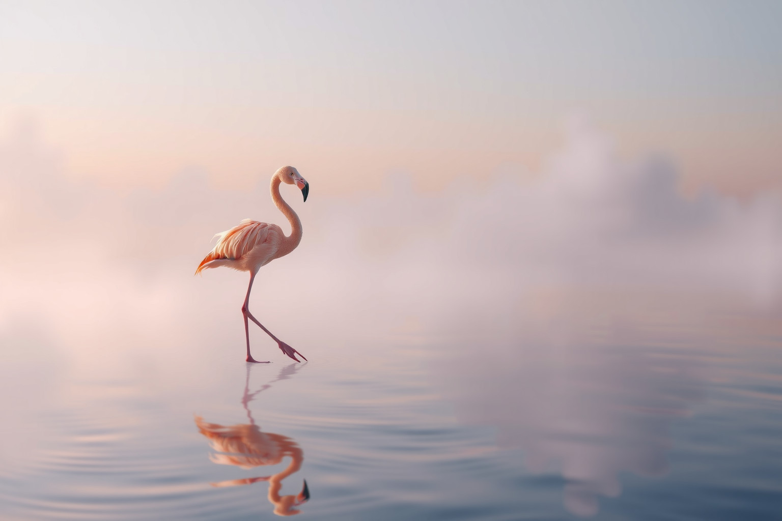 Sognare un fenicottero solitario simboleggia equilibrio e introspezione profonda.