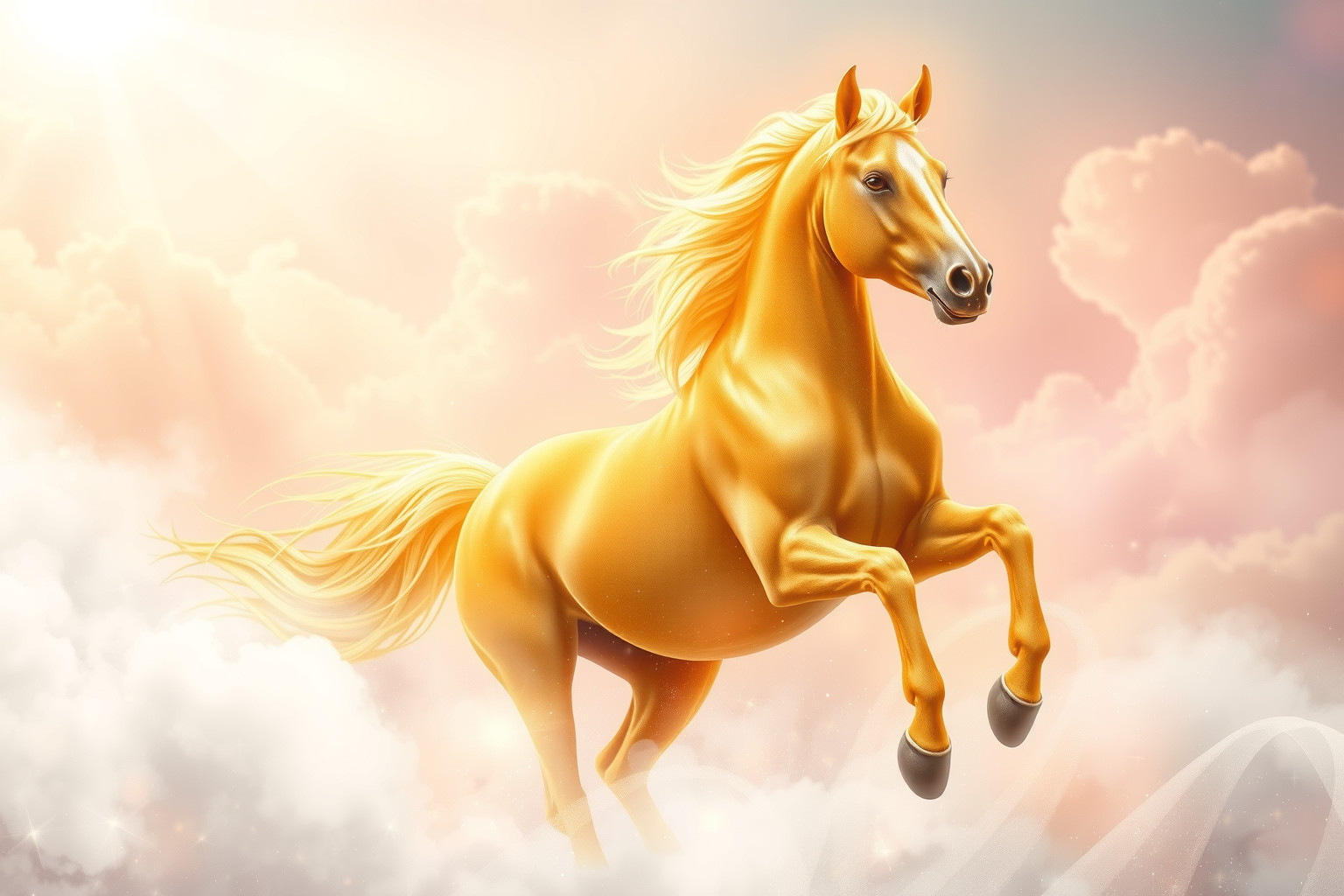 Sognare un galoppo con cavallo d’oro simboleggia successo imminente.