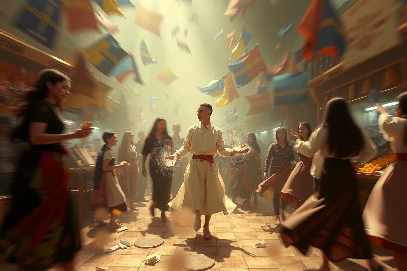 Sognare giocoliere in mercato simbolizza equilibrio tra caos e opportunità.