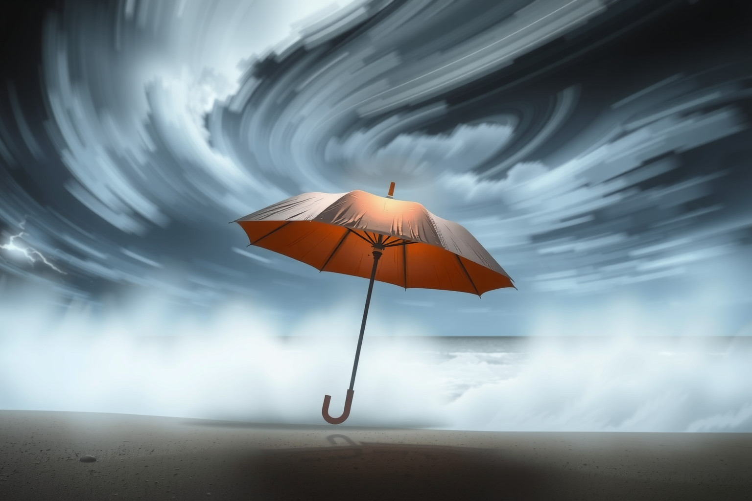 Sognare ombrellone chiuso in tempesta indica protezione fragile e tensioni.