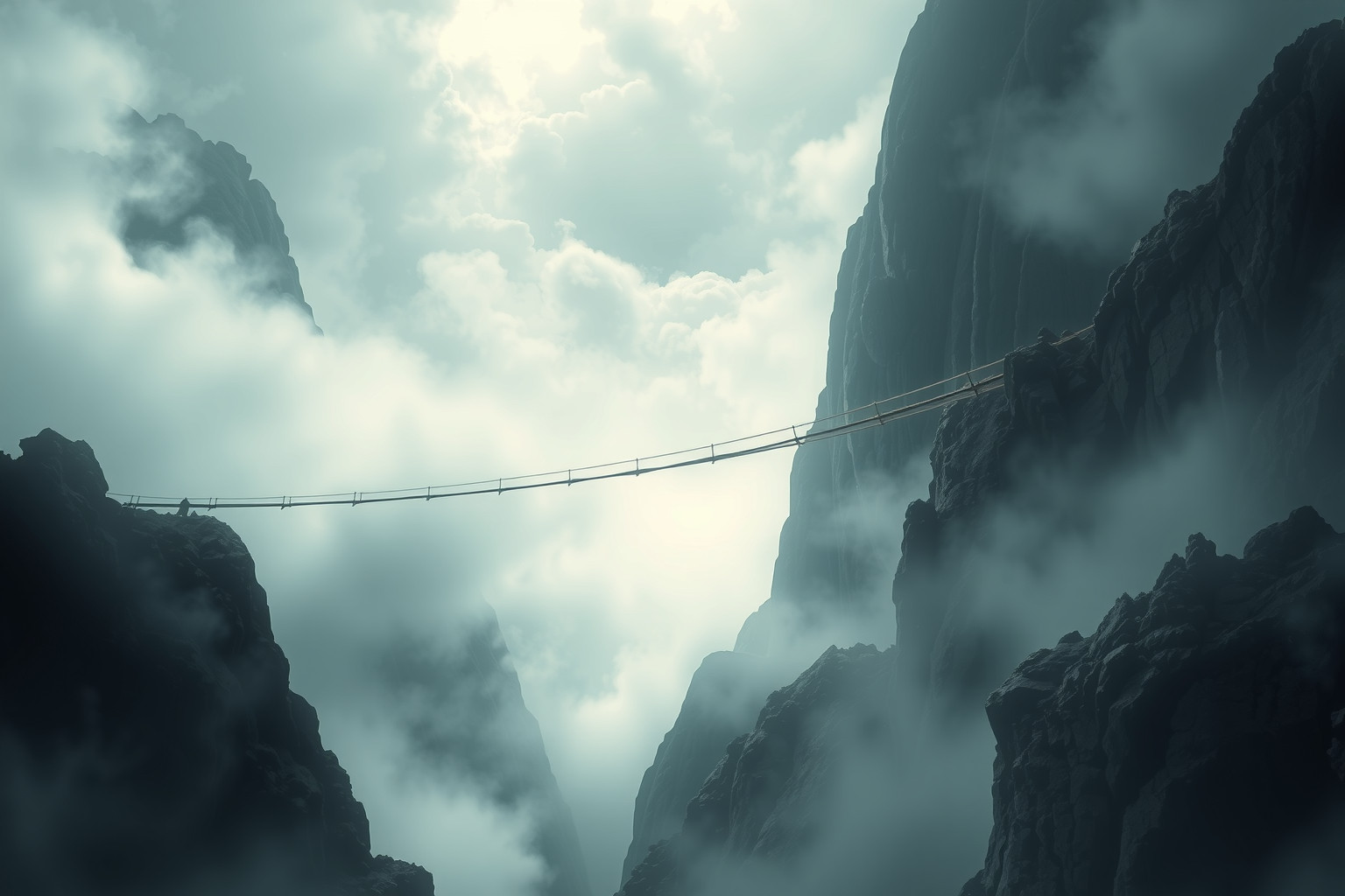 Sognare un passo montano con ponte instabile simboleggia sfide imminenti.