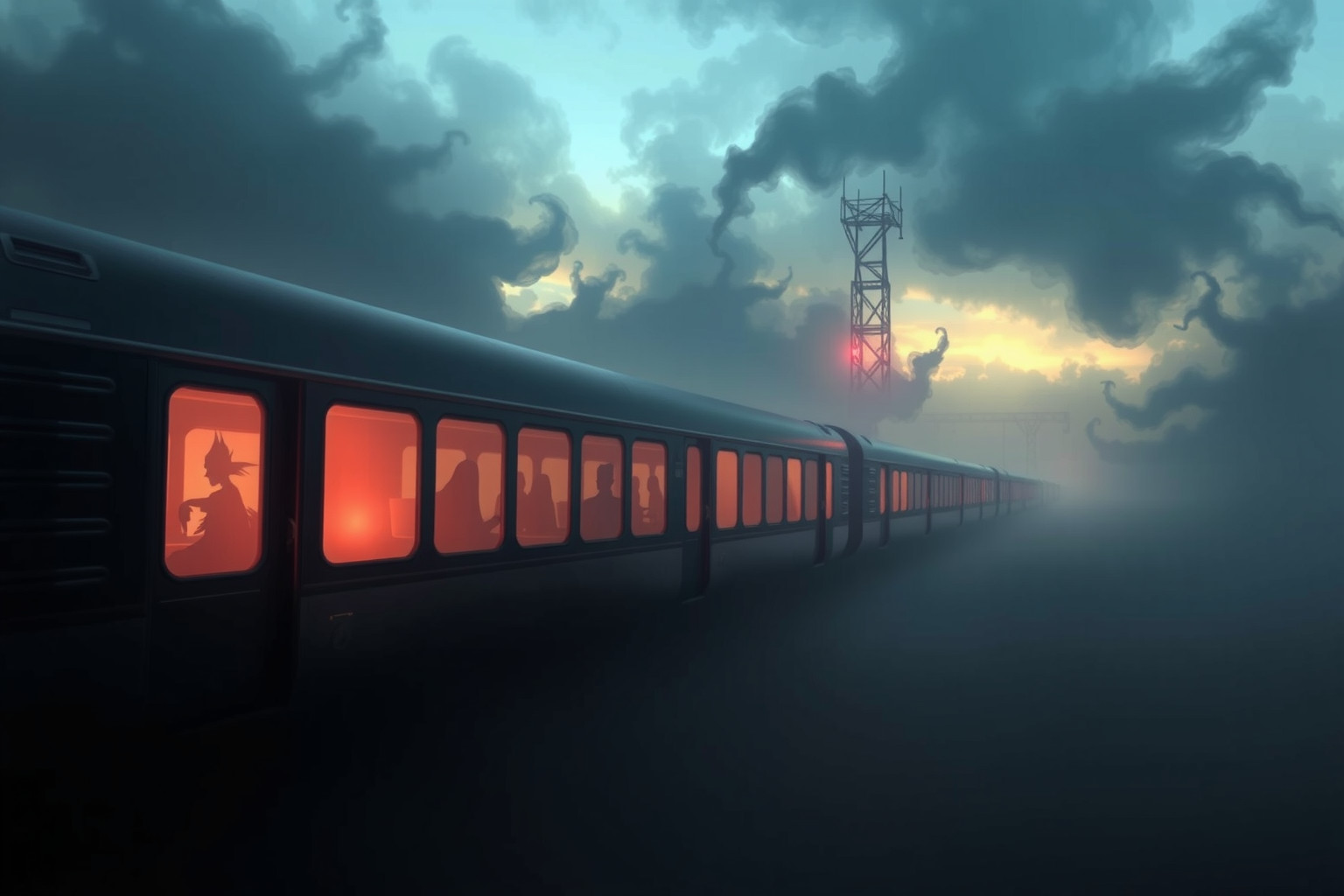 Sognare treni inquietanti riflette ansie su viaggi interiori non prevedibili.