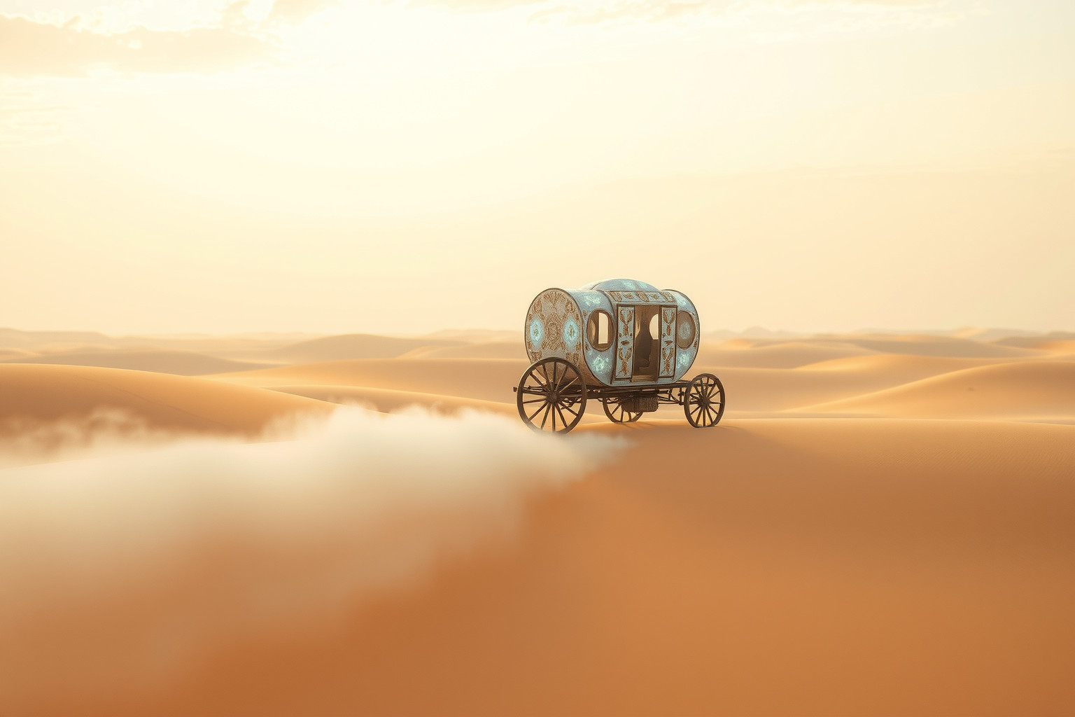 Sognare una carrozza nel deserto simboleggia solitudine e riflessione profonda.