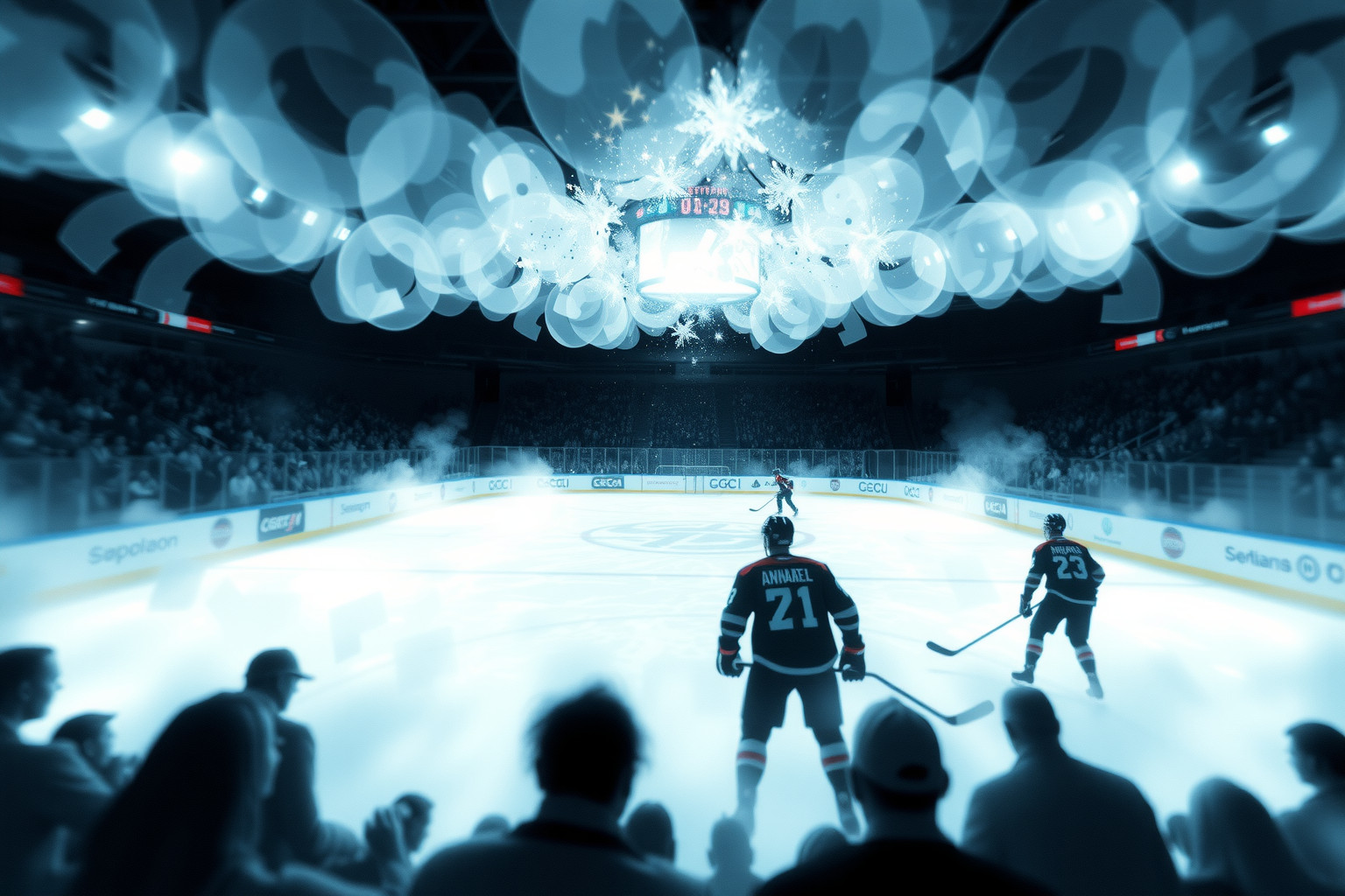 Sognare la folla in hockey riflette ansie da pressione sociale intensa.