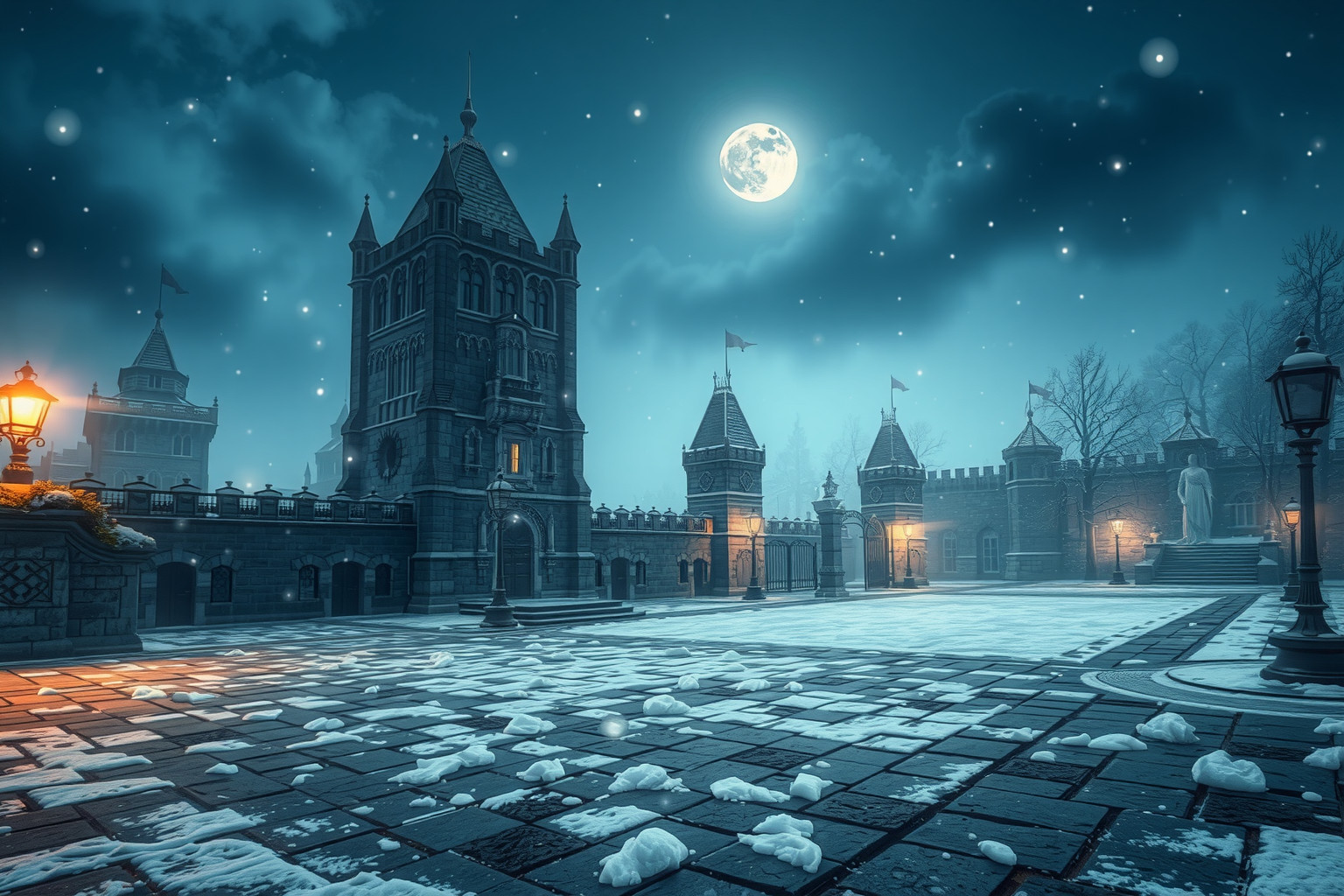 Sognare una piazza del castello innevata simboleggia purezza e silenzio.