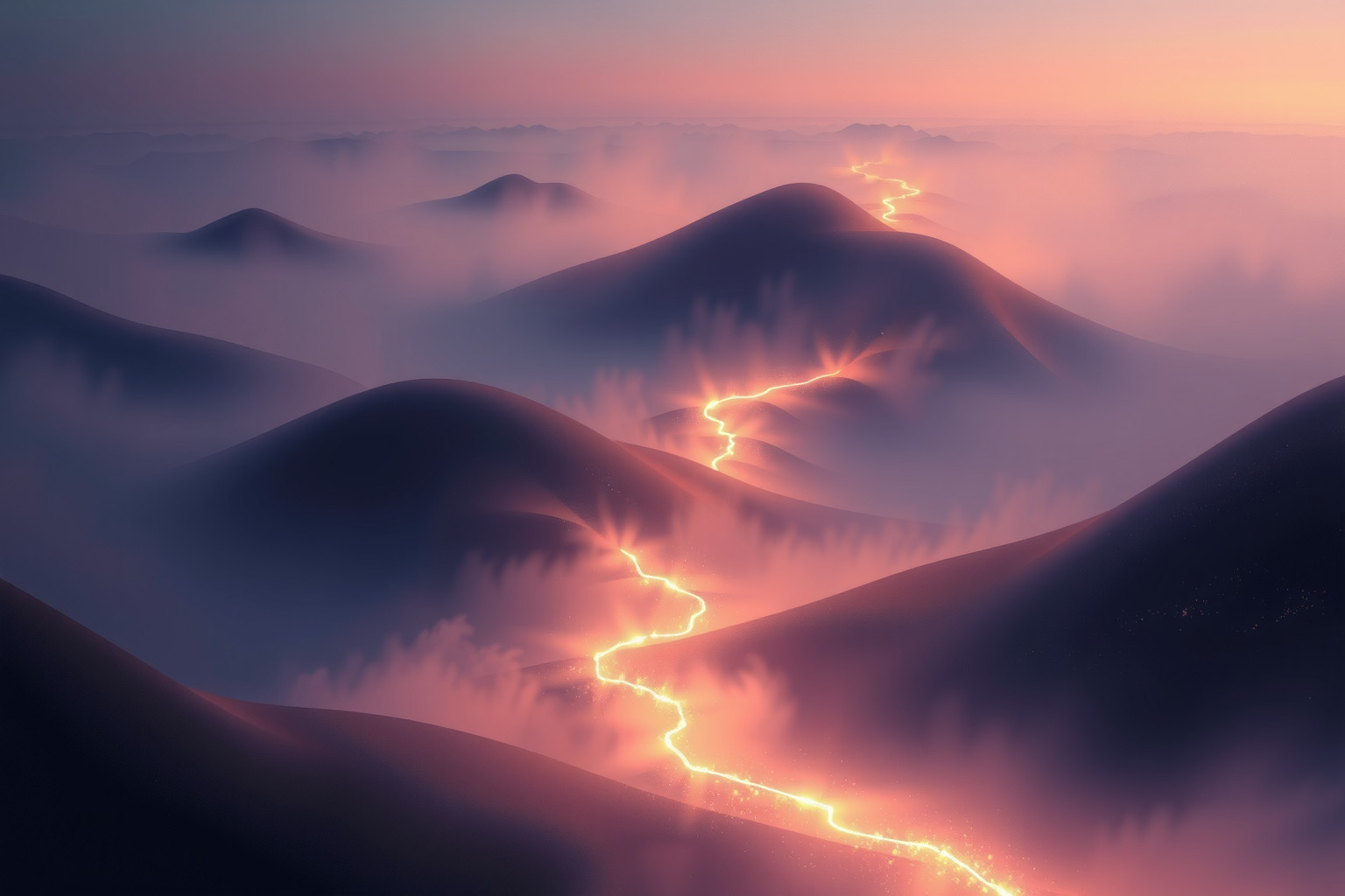 Sognare una valle con sentiero tortuoso simboleggia sfide interiori nascoste.