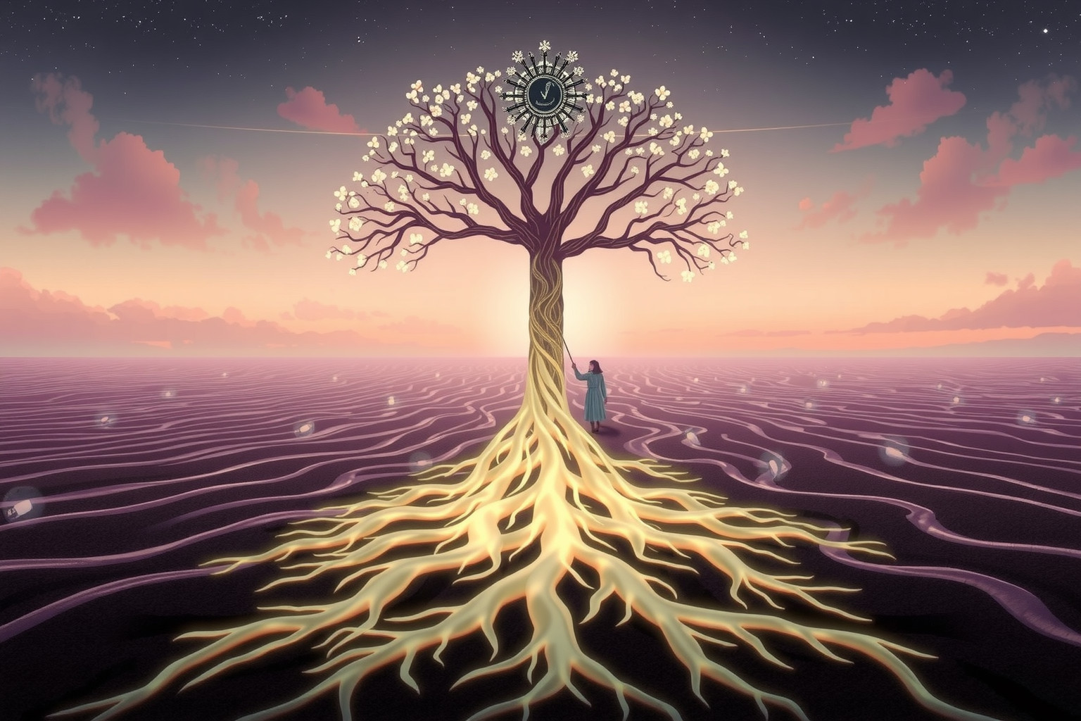 Arare il campo di famiglia simboleggia radici profonde e continuità.