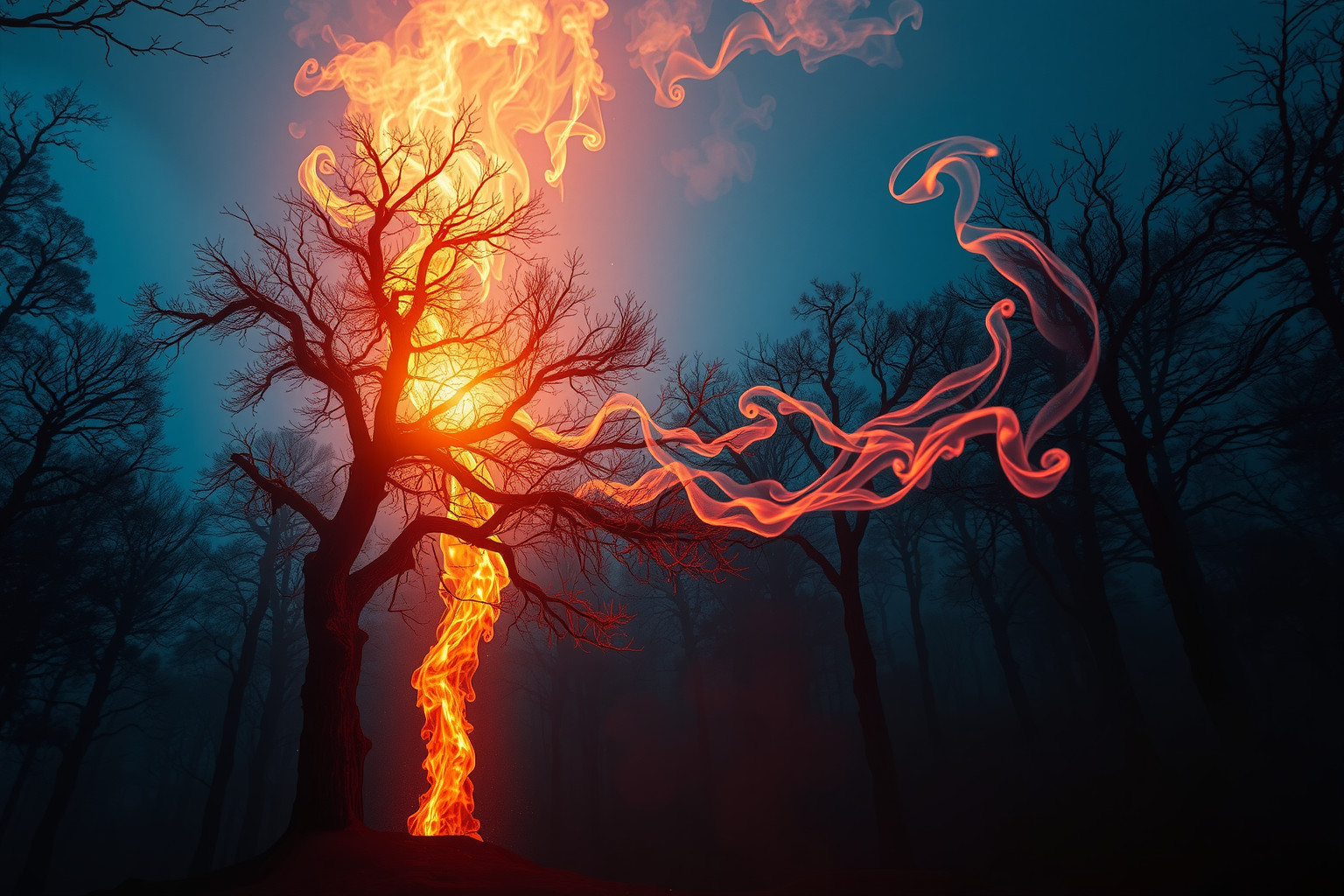 Sognare incendio abbattendo alberi simboleggia trasformazione e rinascita.