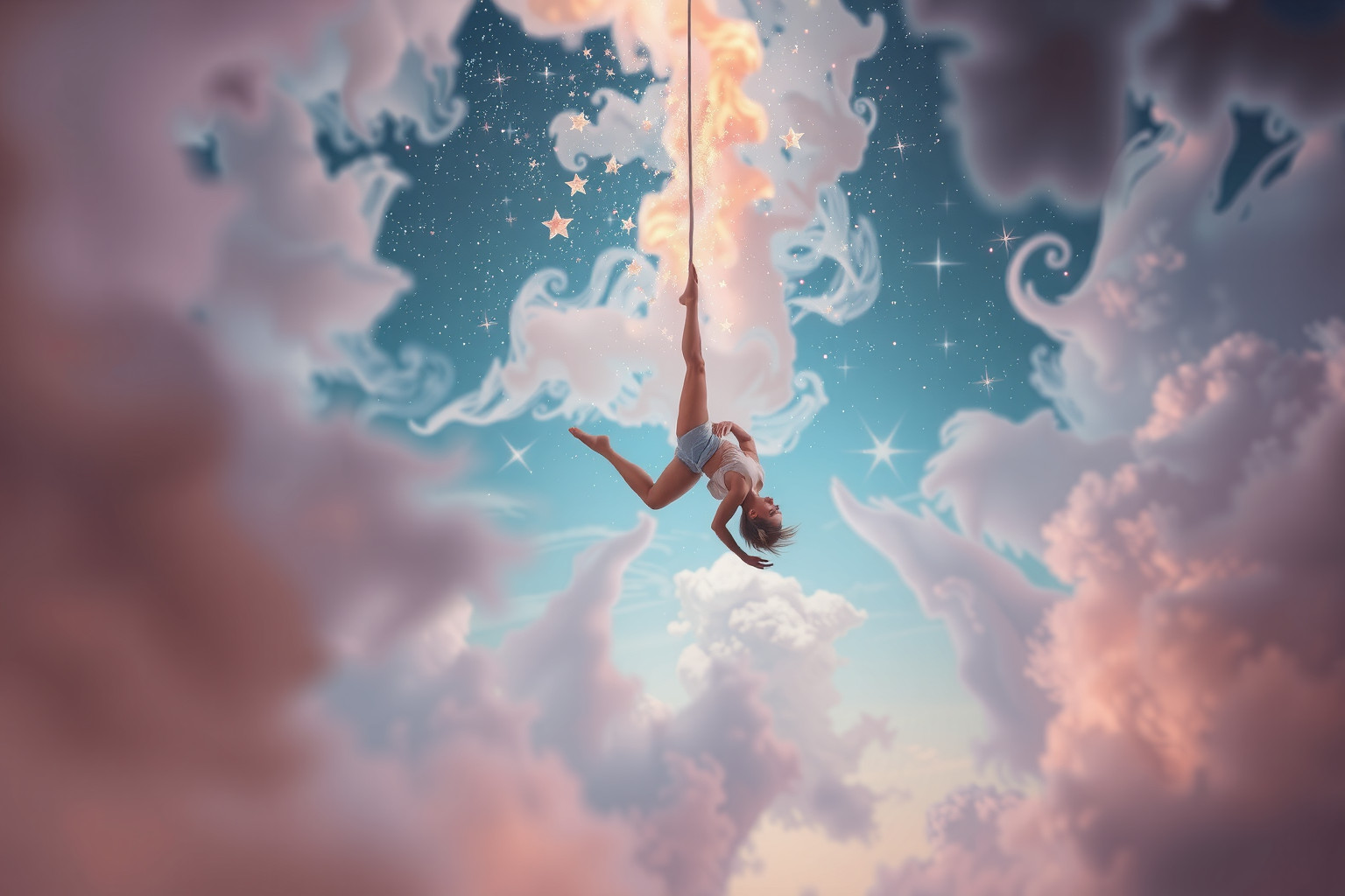 Sognare di cadere in acrobazia riflette paura di perdere controllo.