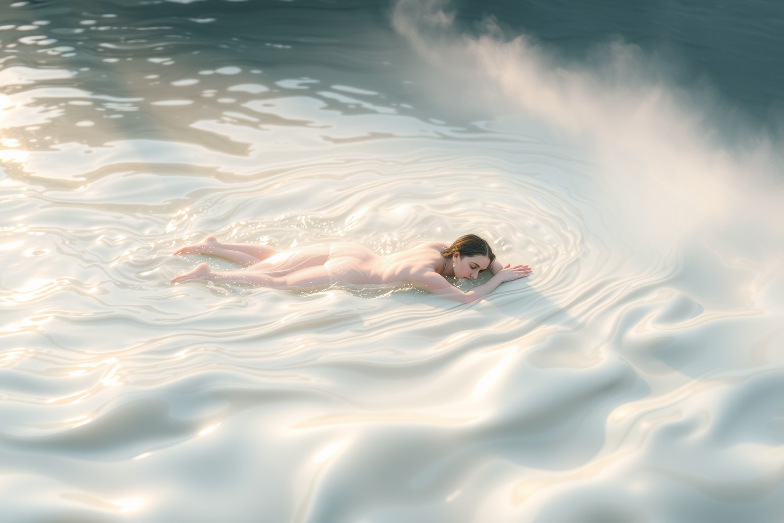 Sognare di nuotare in un fiume simboleggia cambiamenti emotivi fluidi.