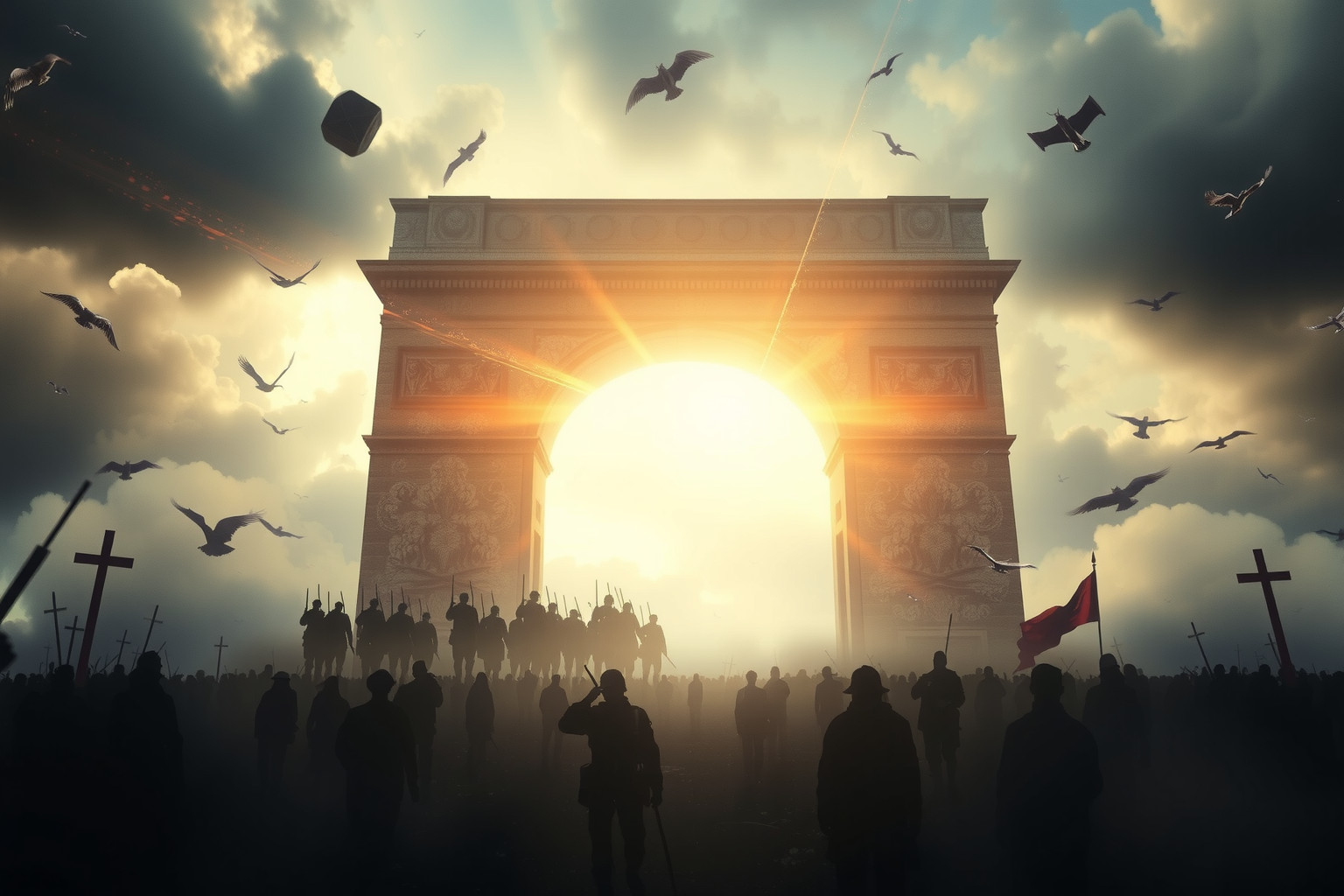 Sognare un arco di trionfo in guerra simboleggia vittoria e speranza.