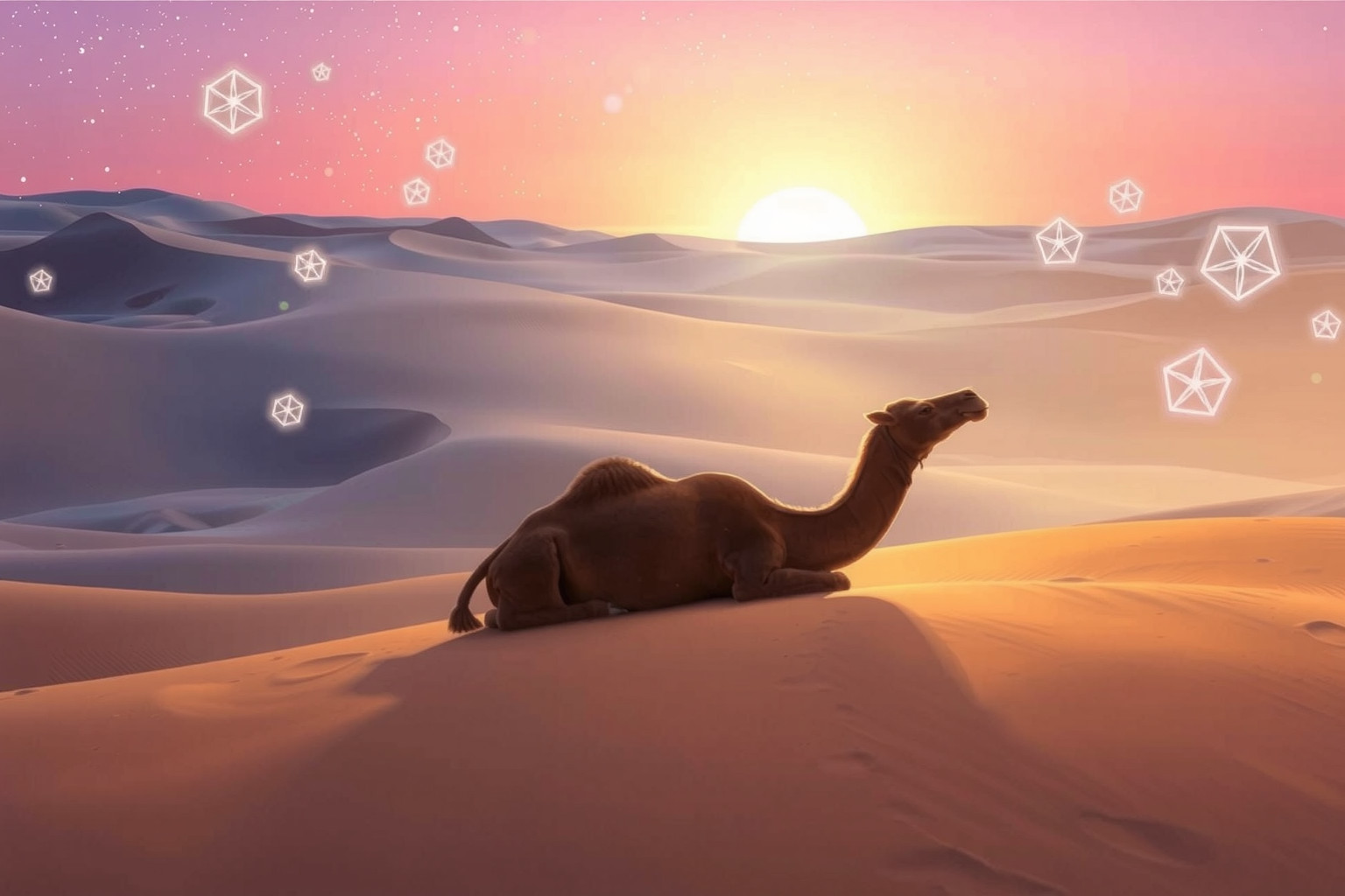 Sognare un cammello che riposa simboleggia rigenerazione e pazienza.