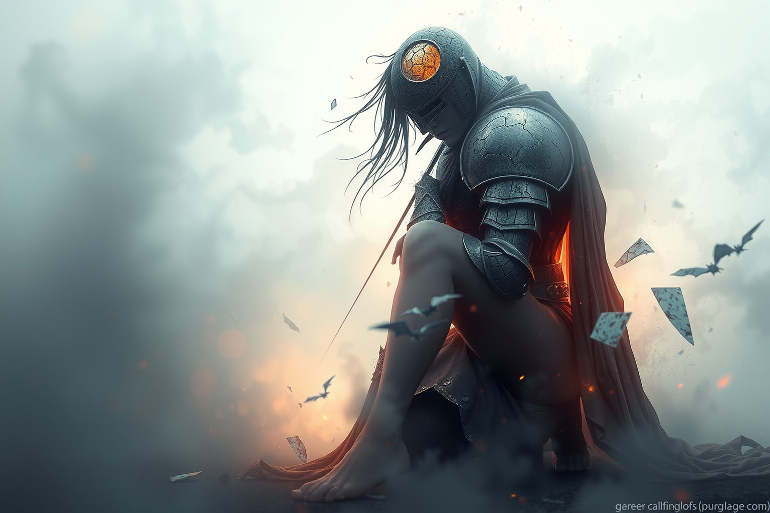 Sognare un cavaliere ferito riflette paura di perdere controllo personale.