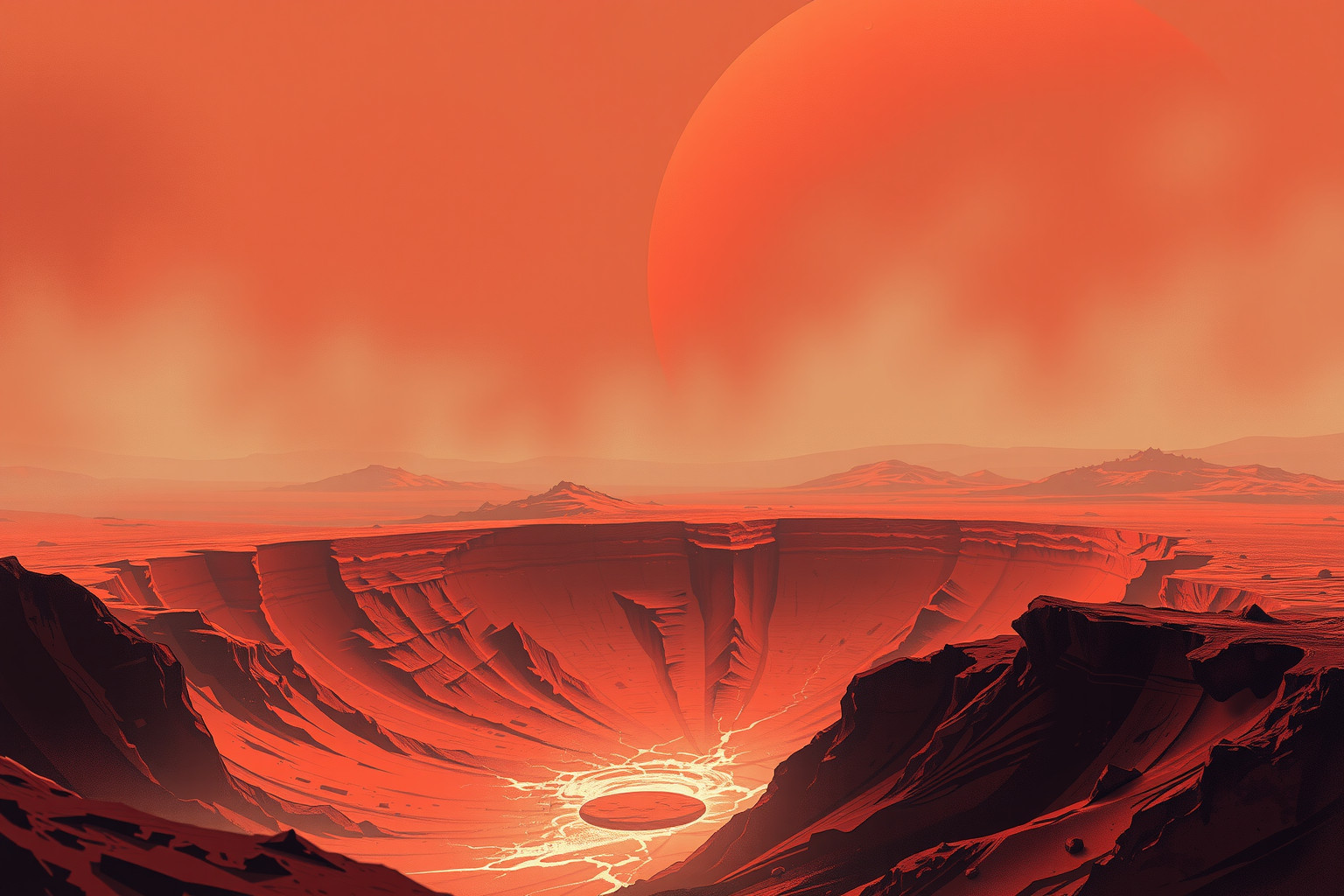 Sognare un cratere su Marte simboleggia ferite emozionali profonde e antiche.