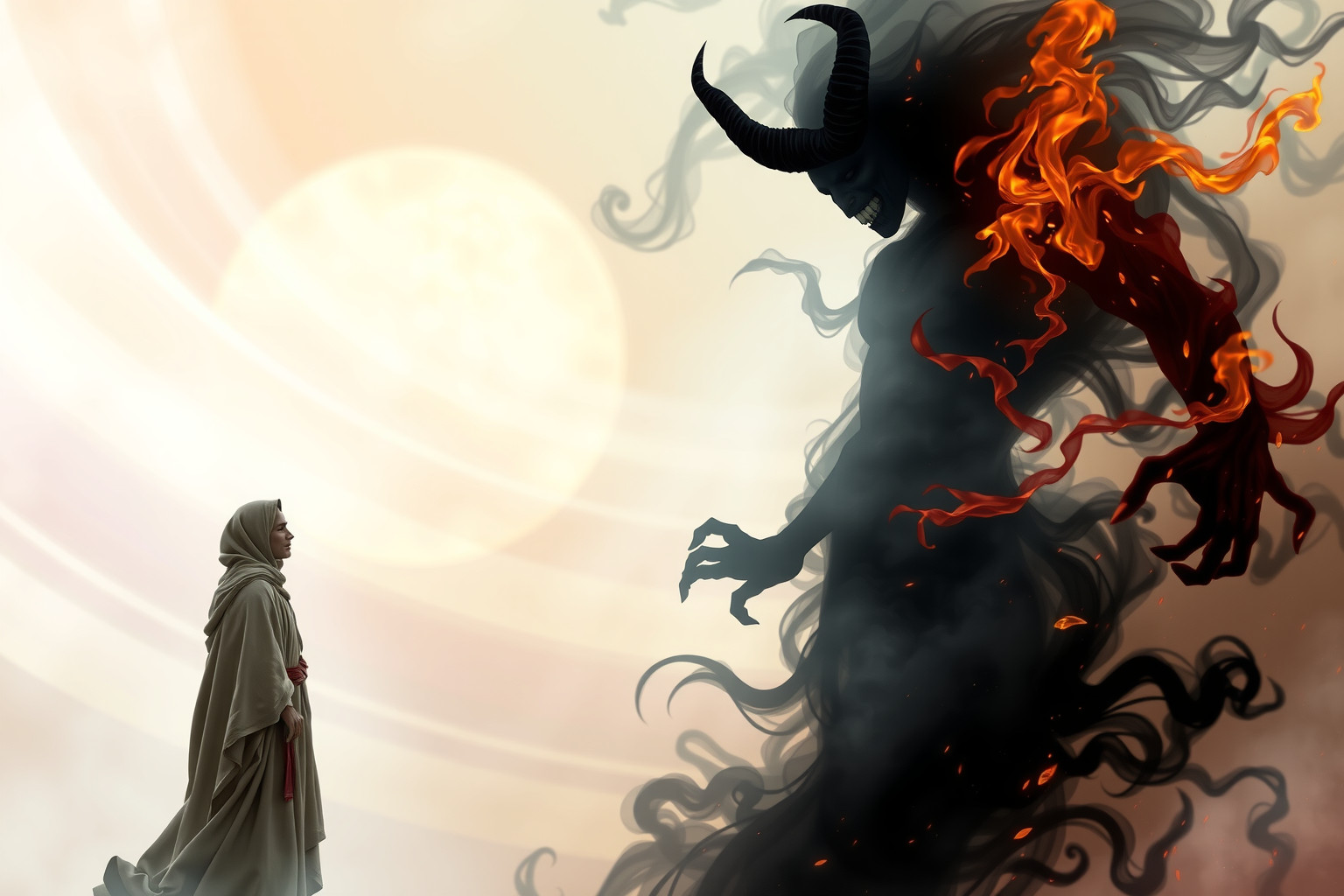 Sognare un fakir combatte un demone simboleggia lotta interiore intensa.