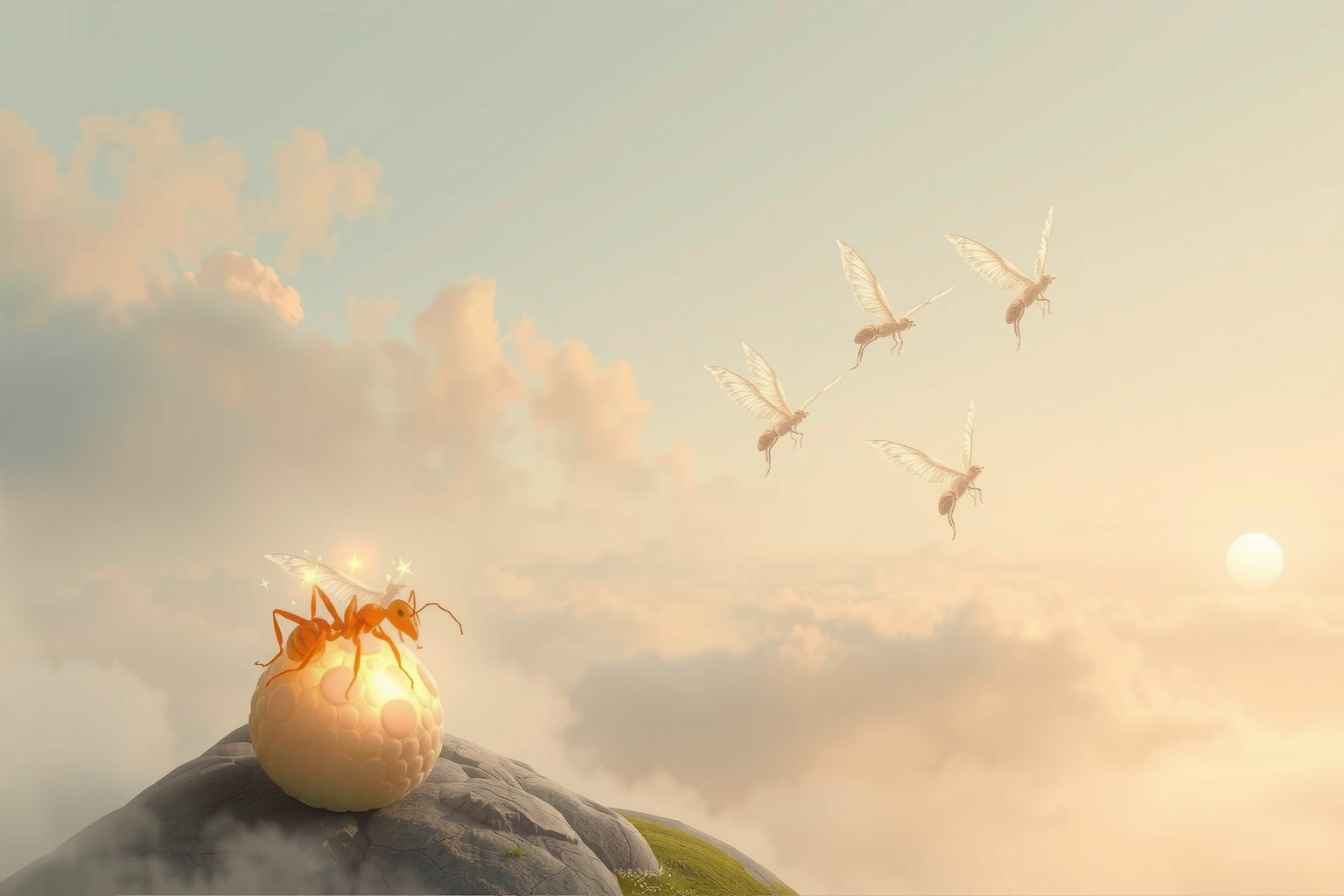 Sognare formiche alate simboleggia aspirazioni di libertà e cambiamento.