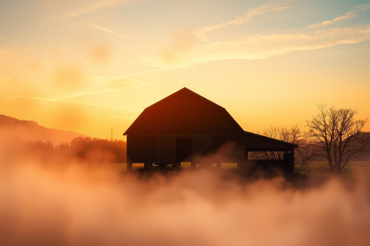 Sognare un granaio al tramonto simboleggia cambiamento interiore profondo.