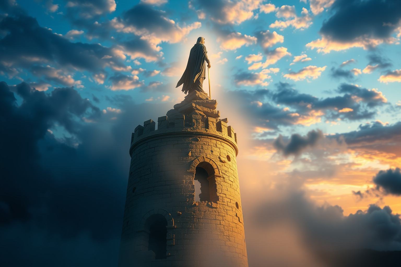 Sognare un guardiano in torre in rovina simboleggia difese emotive fragili.
