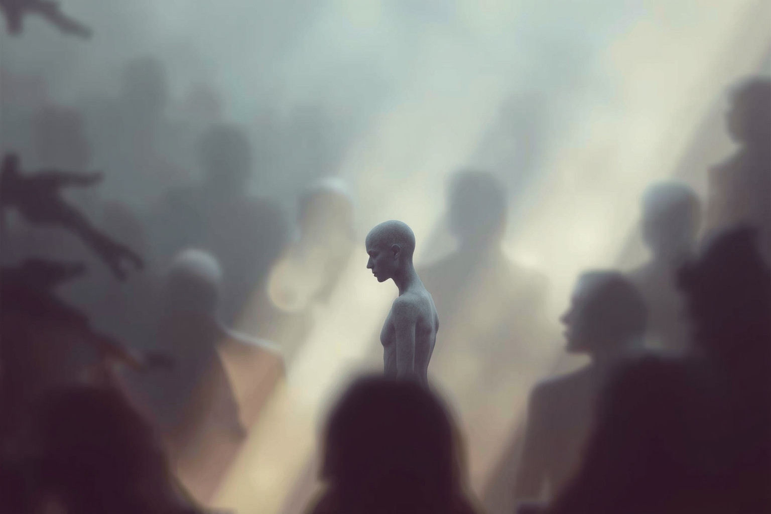 Sognare un lebbroso in folla simboleggia isolamento e diversità sociale.