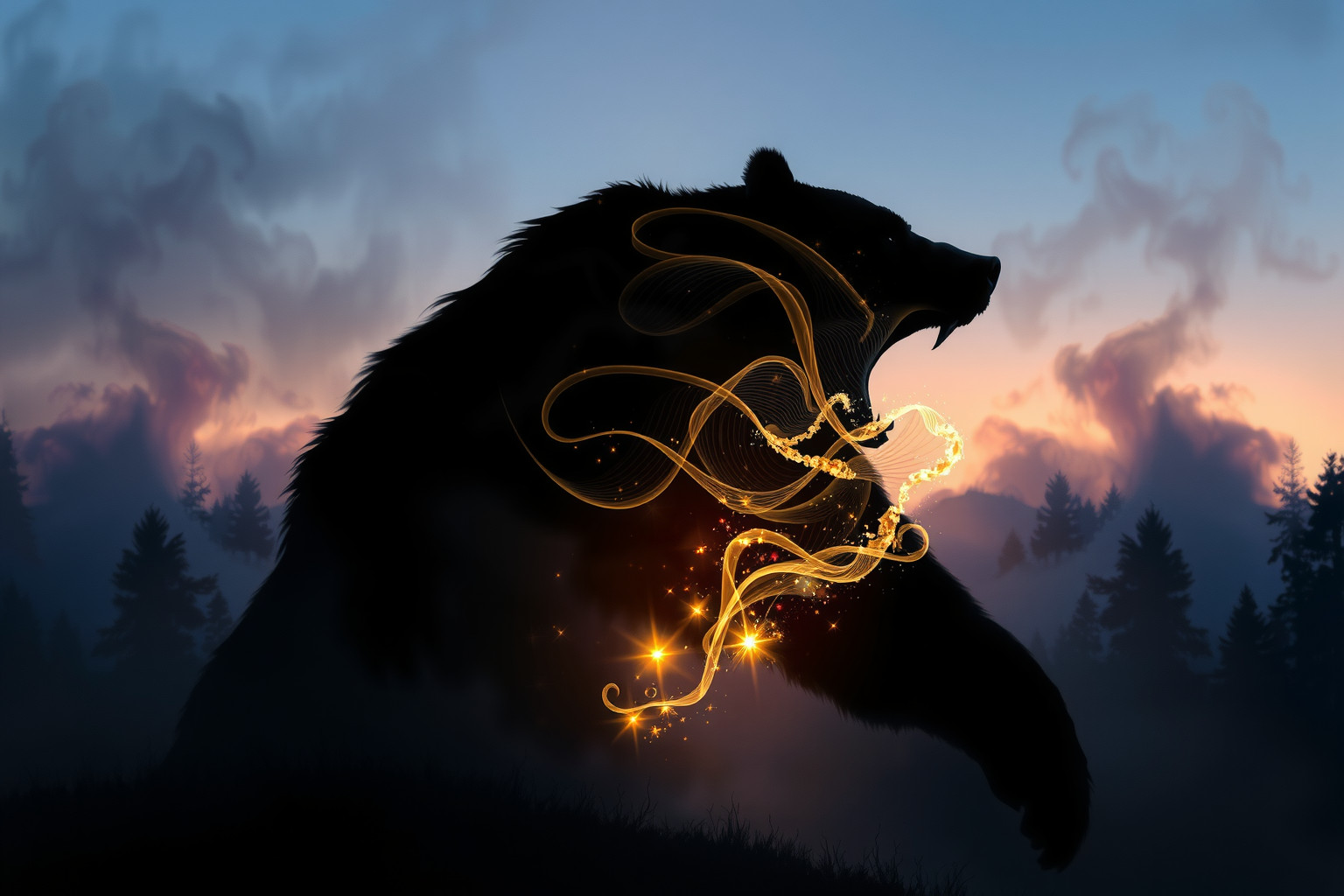 Sognare un orso grizzly che ruggisce simboleggia potere e avvertimento.