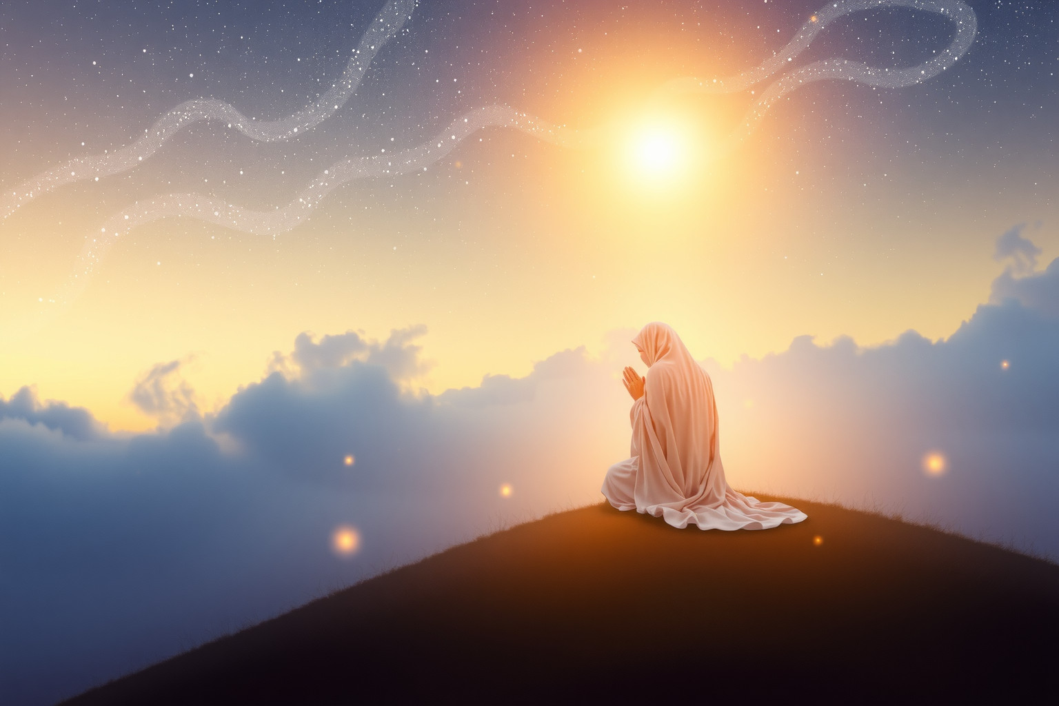 Sognare un pellegrino che prega simboleggia ricerca spirituale e pace interiore.