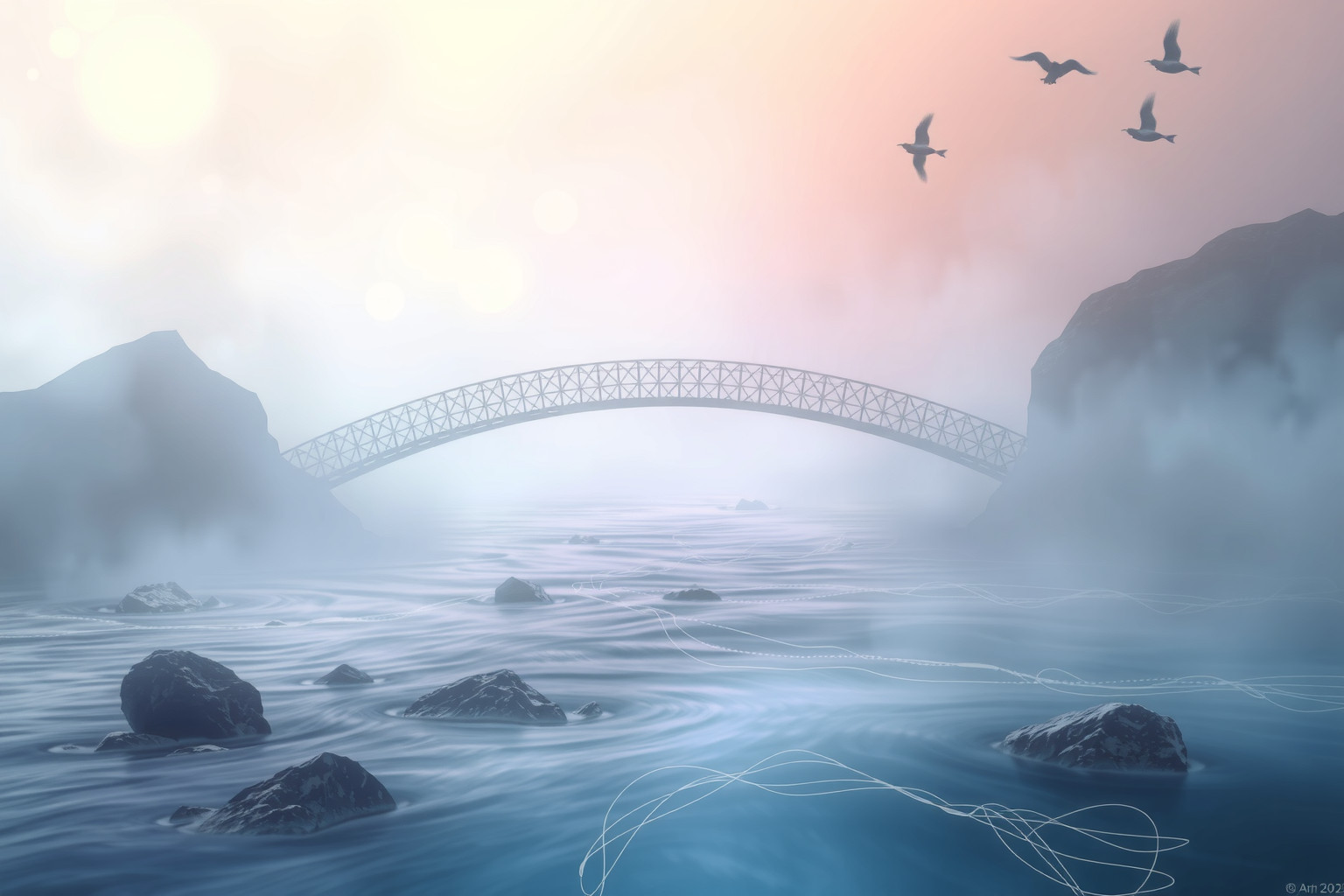 Sognare un ponte su un fiume riflette conquiste e sfide interiori.