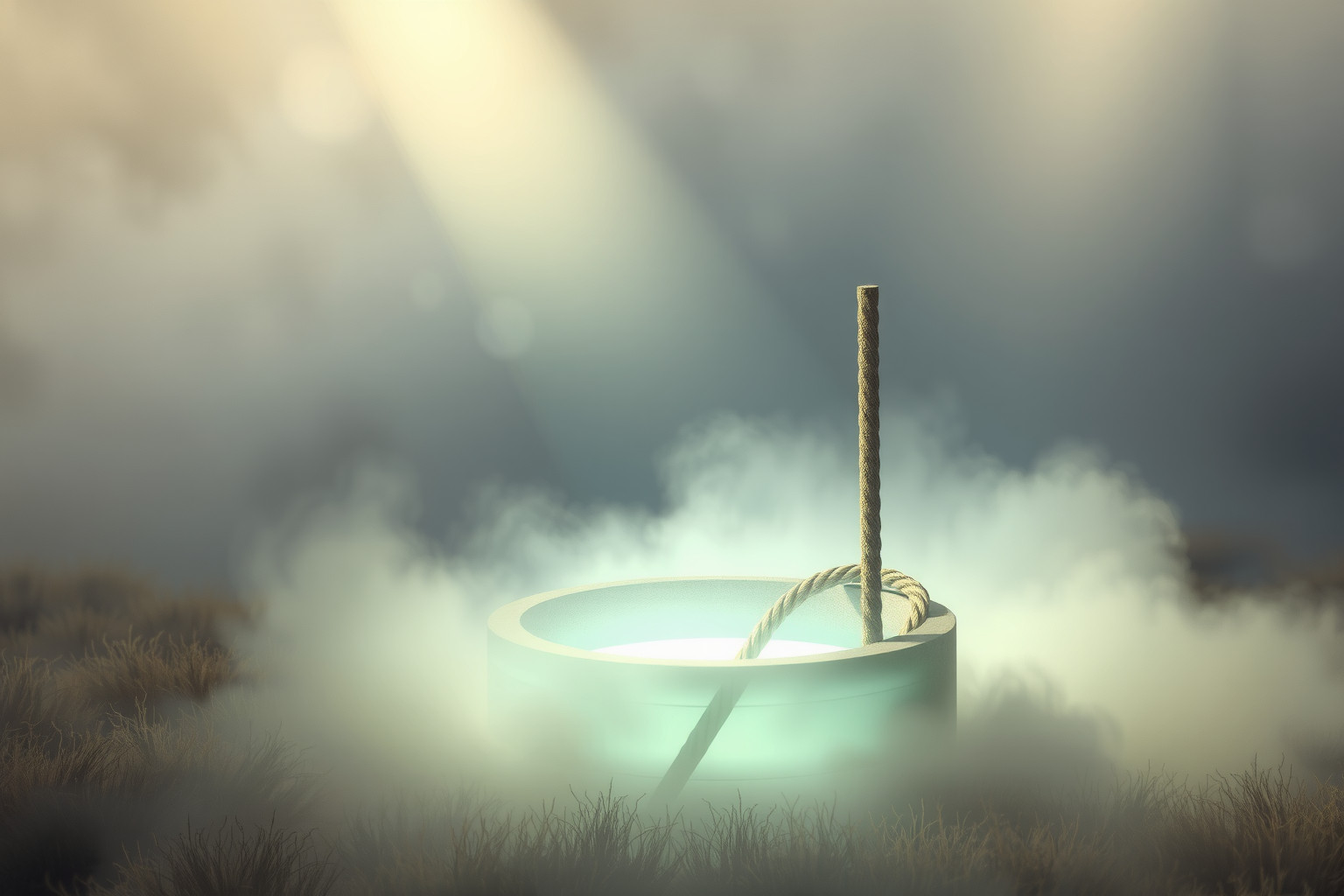 Sognare un pozzo con corda simboleggia la ricerca di aiuto.