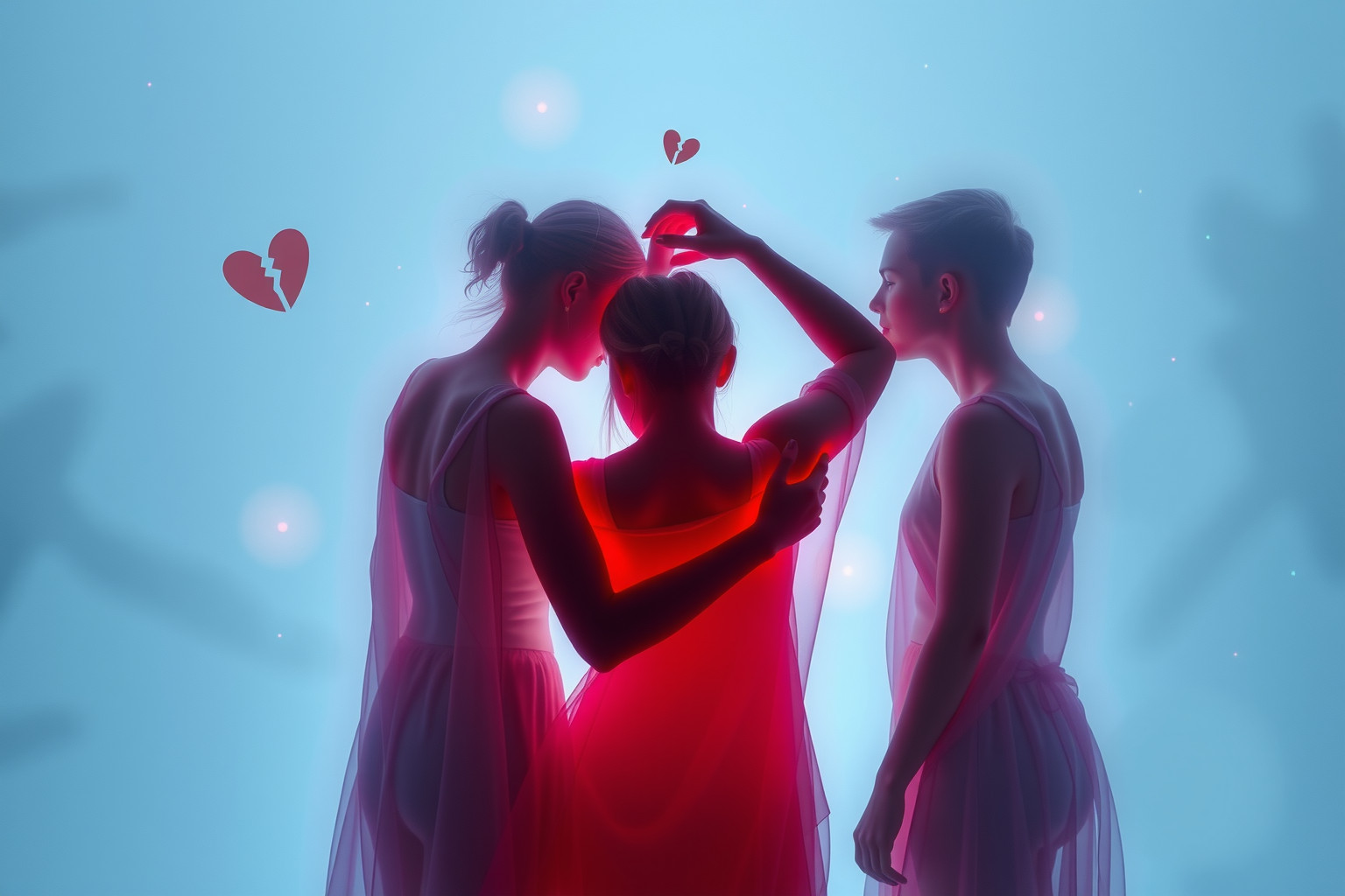 Sognare un triangolo amoroso riflette insicurezza e rivalità emotiva intensa.