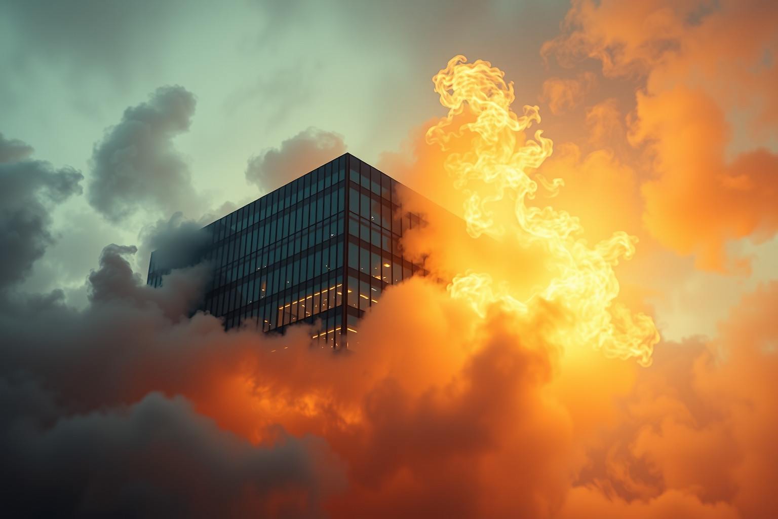 Sognare un ufficio delle imposte in fiamme simboleggia crisi finanziarie imminenti.