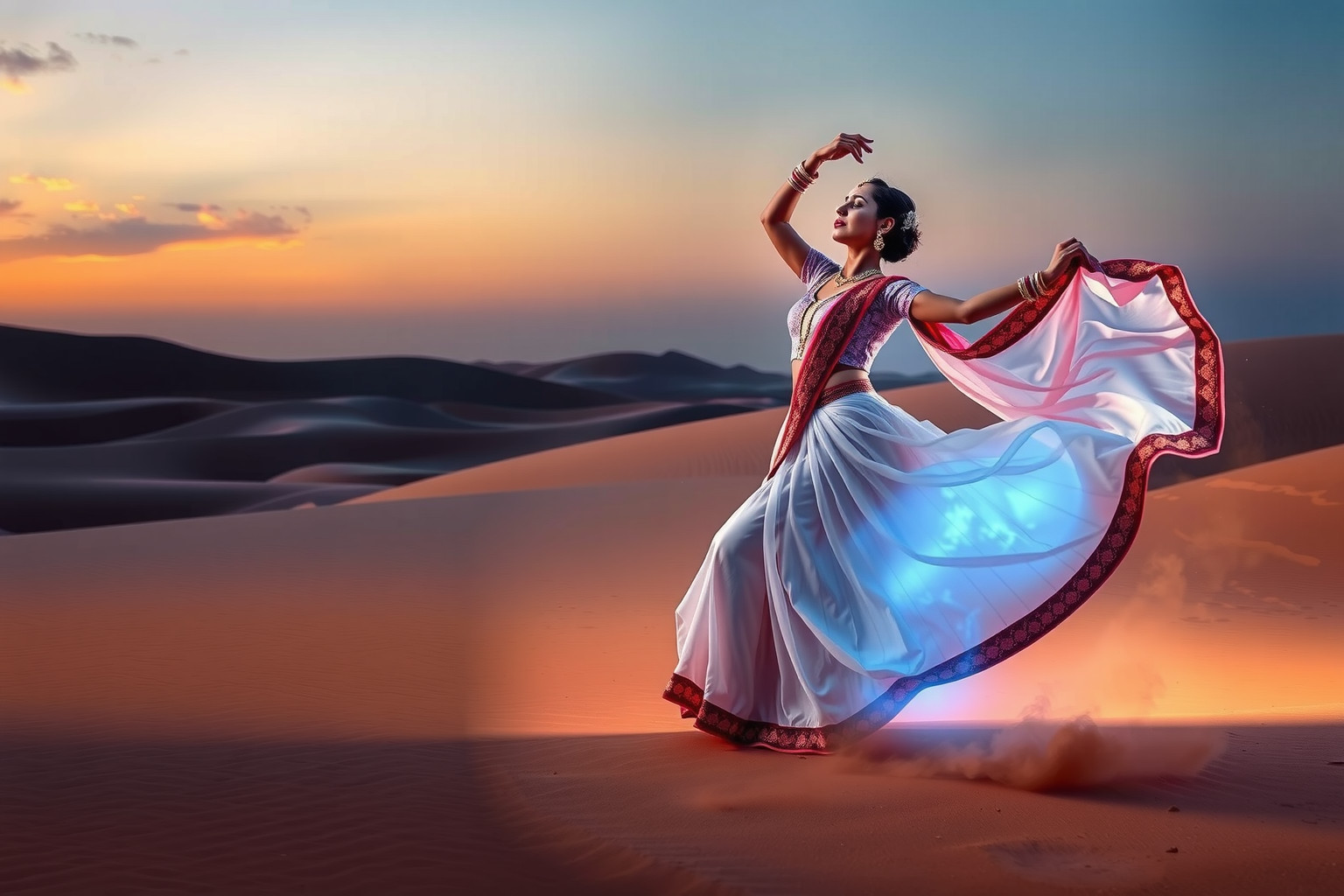 Sognare una ballerina indiana in deserto simboleggia forza e adattabilità.