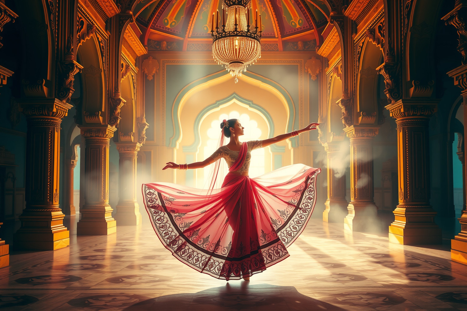 Sognare una ballerina indiana in un palazzo reale simboleggia grazia e potere.