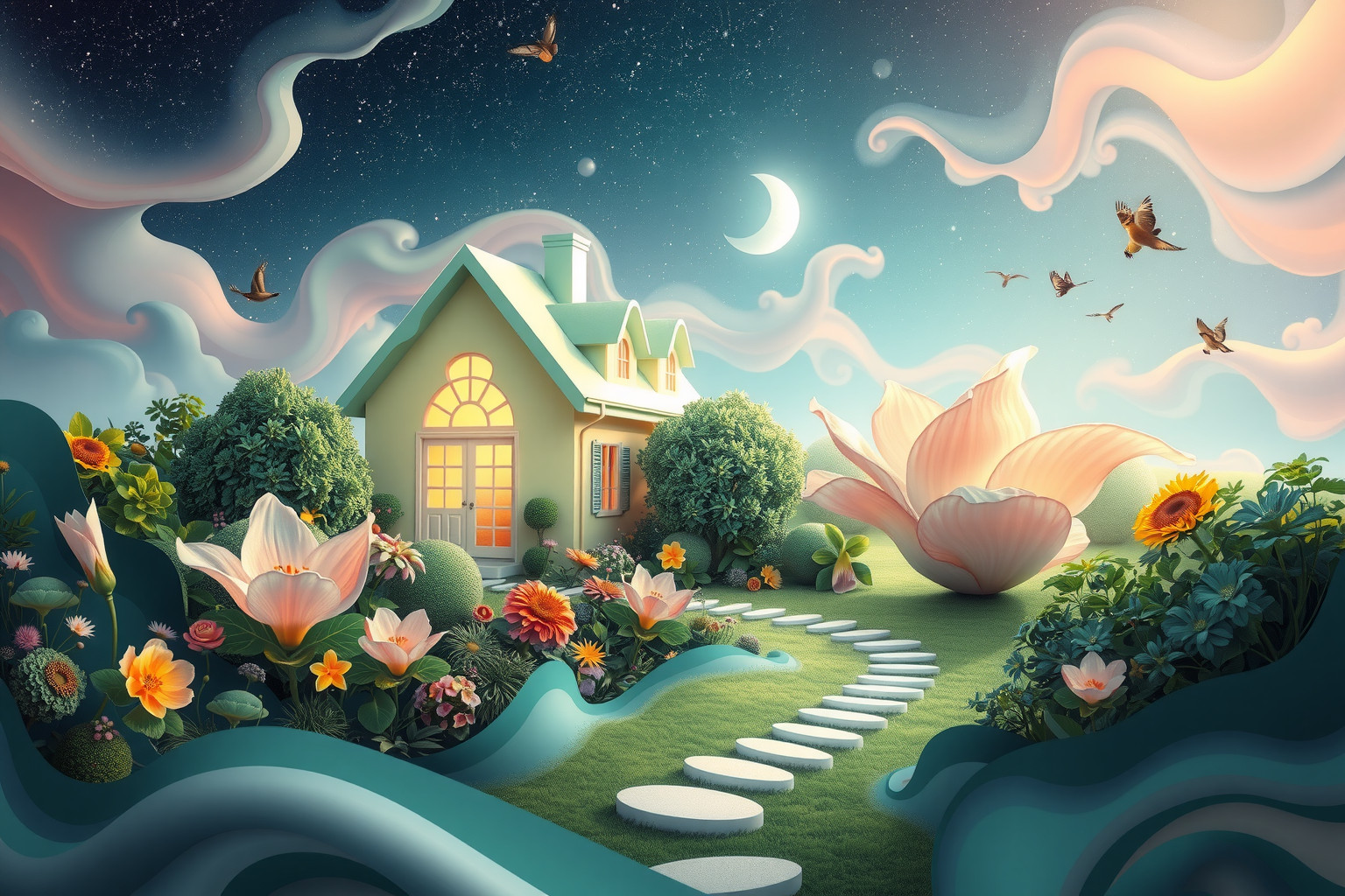 Sognare casa con giardino simboleggia crescita personale e armonia interiore.