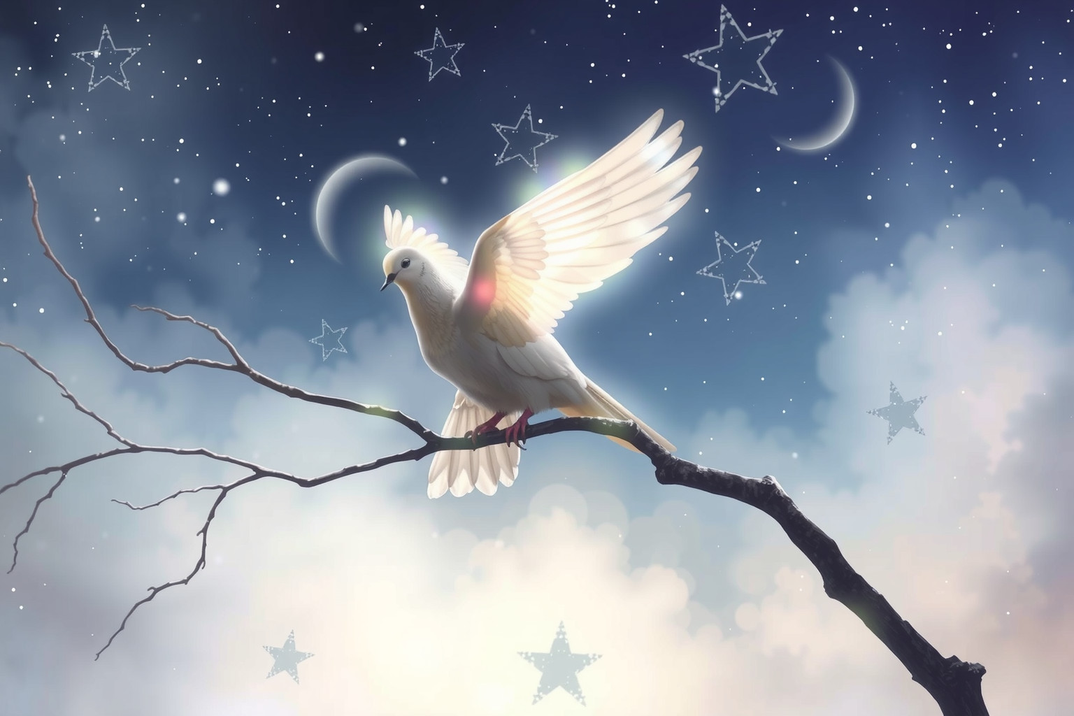 Sognare una colomba sulla rama simboleggia speranza e armonia futura.