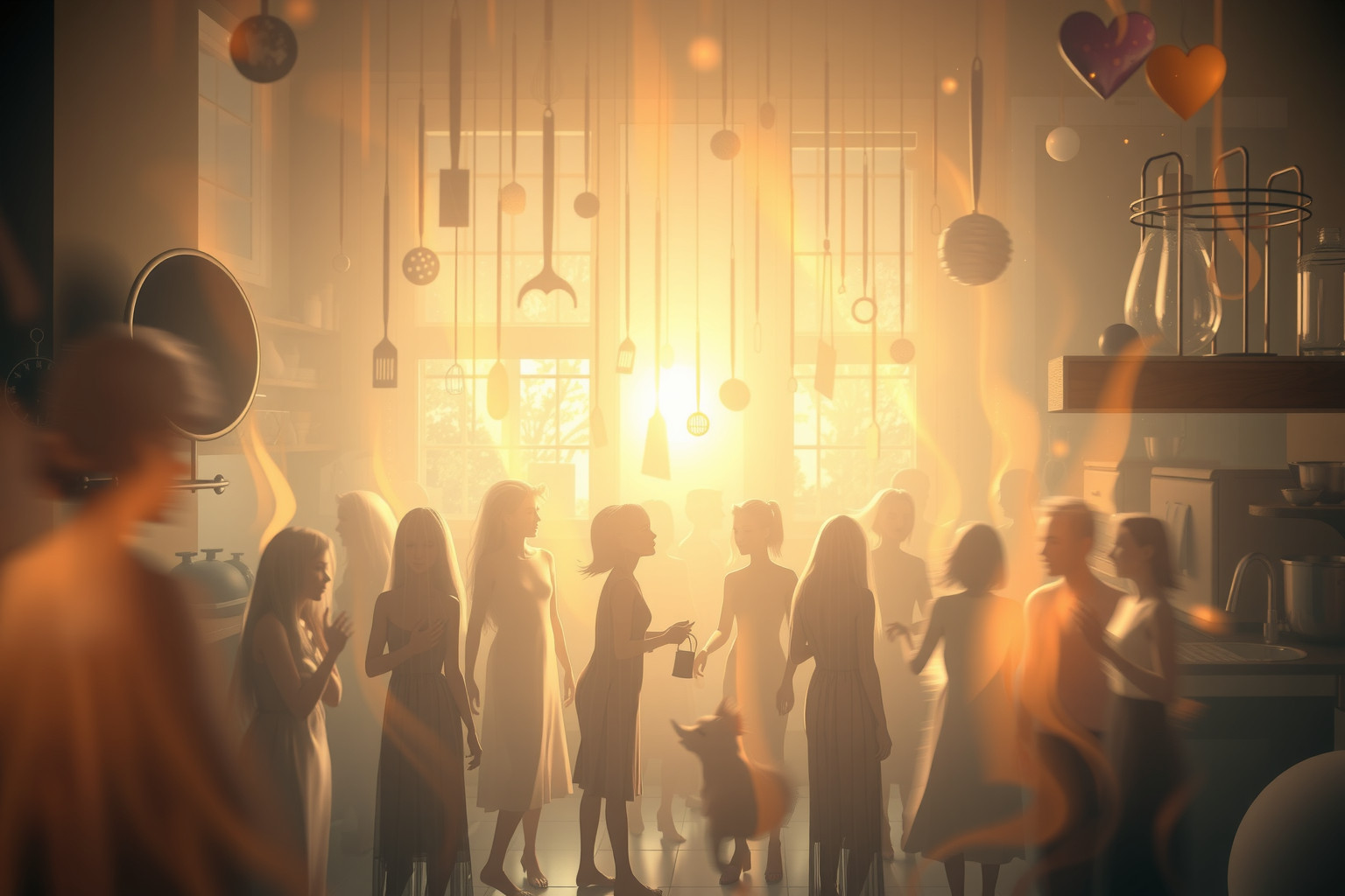 Sognare una cucina affollata simboleggia energia e relazioni sociali intense.