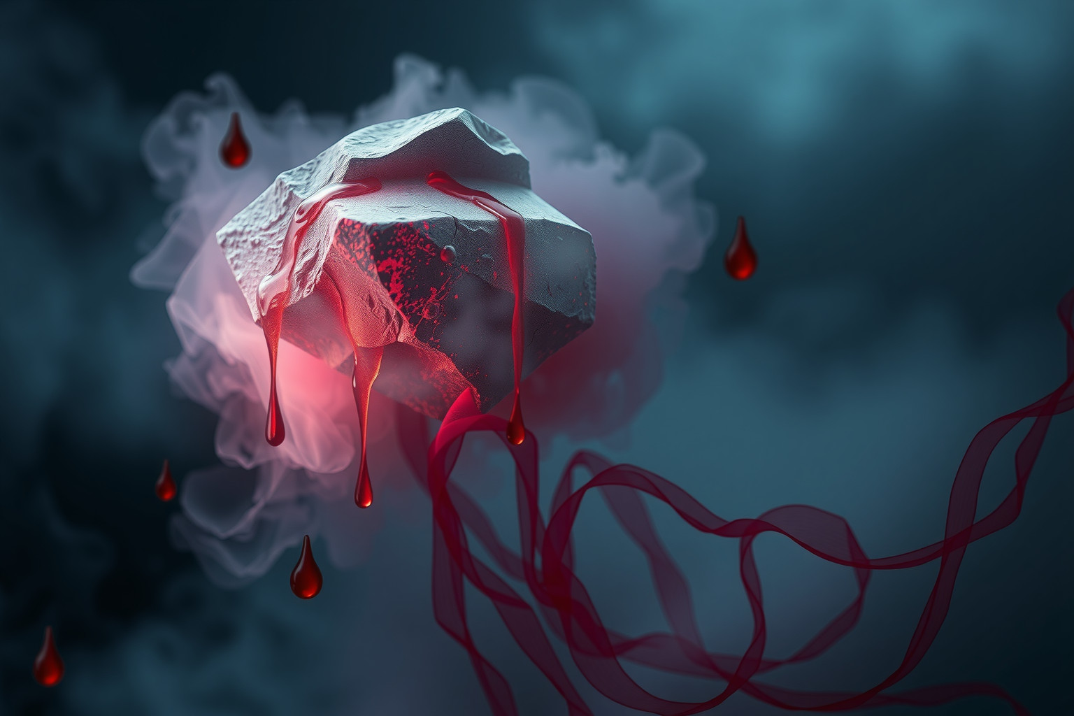 Sognare pietra rabbiosa che sanguina simboleggia conflitti interiori intensi.
