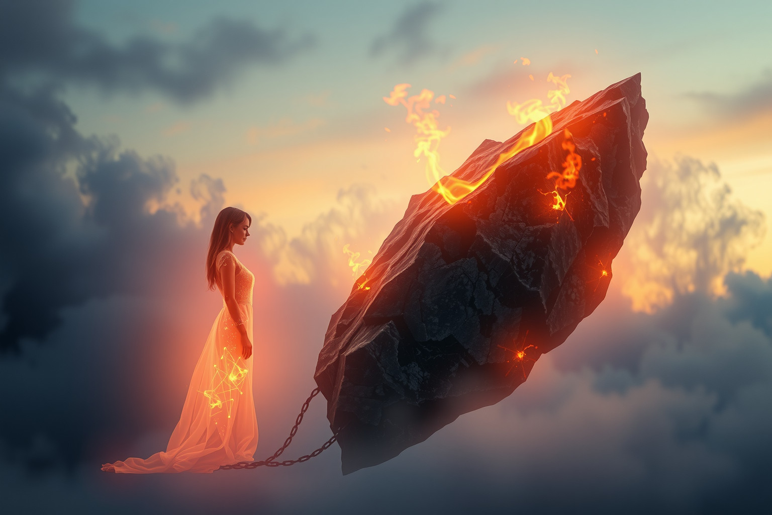 Sognare una pietra rabbiosa legata a persona cara indica conflitti interiori.