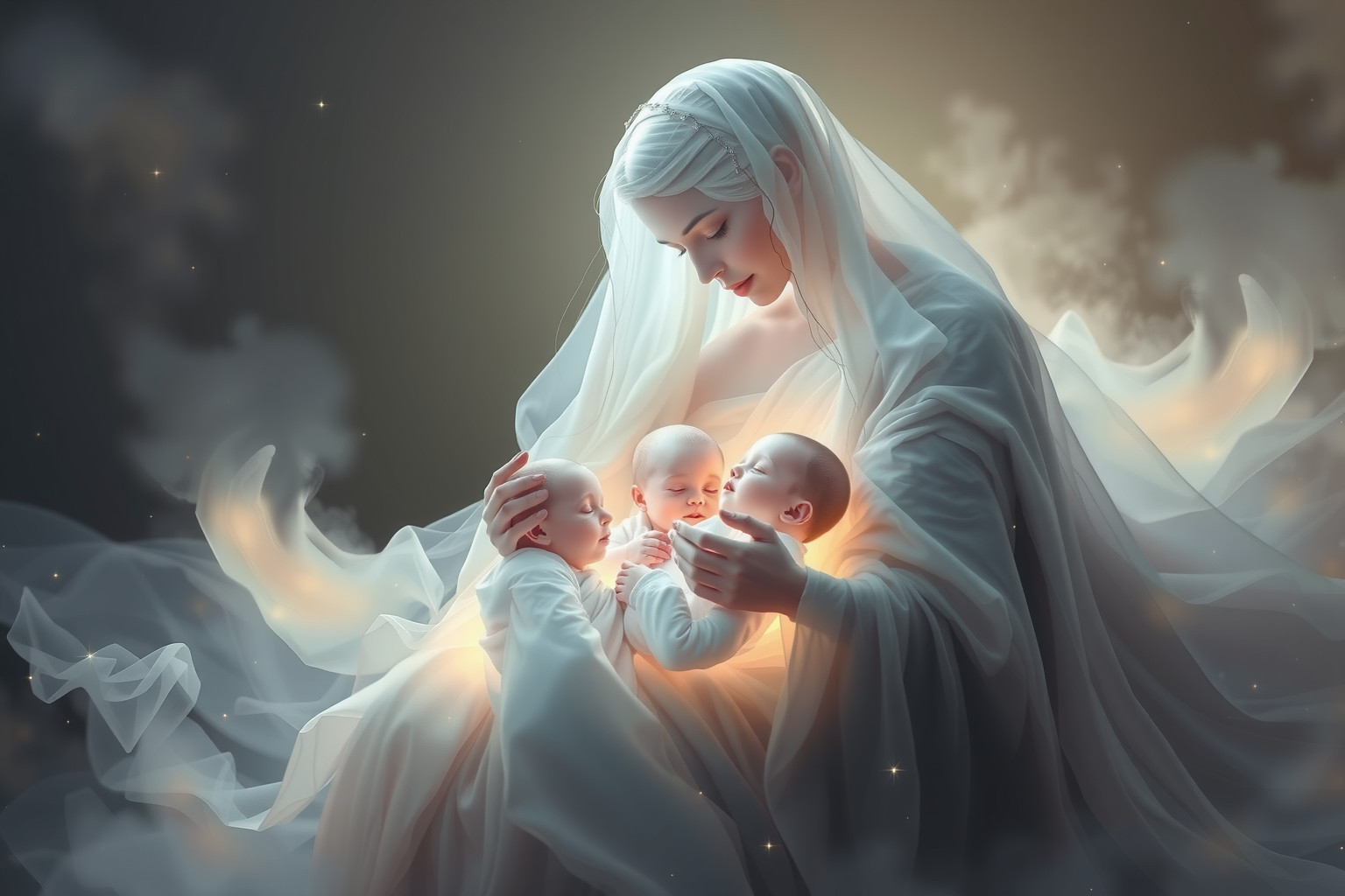 Sognare una puerpèra con più neonati simboleggia nuove responsabilità multiple.