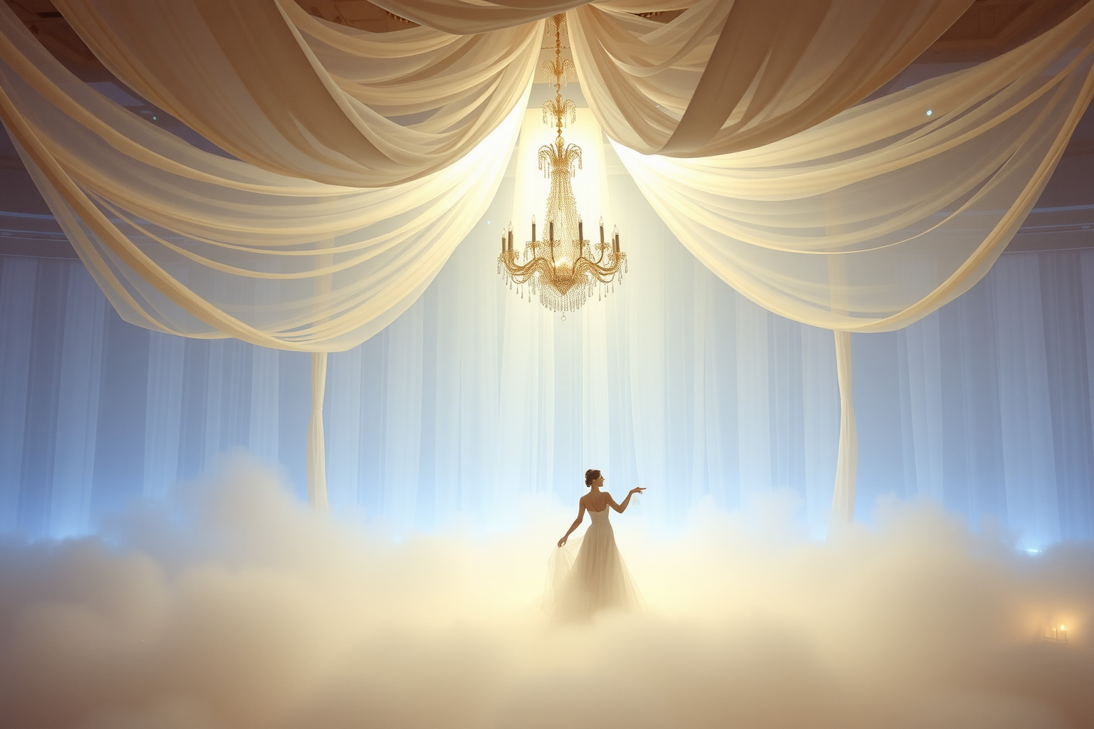 Sognare una sala da ballo galleggiante simboleggia leggerezza e libertà emotiva.