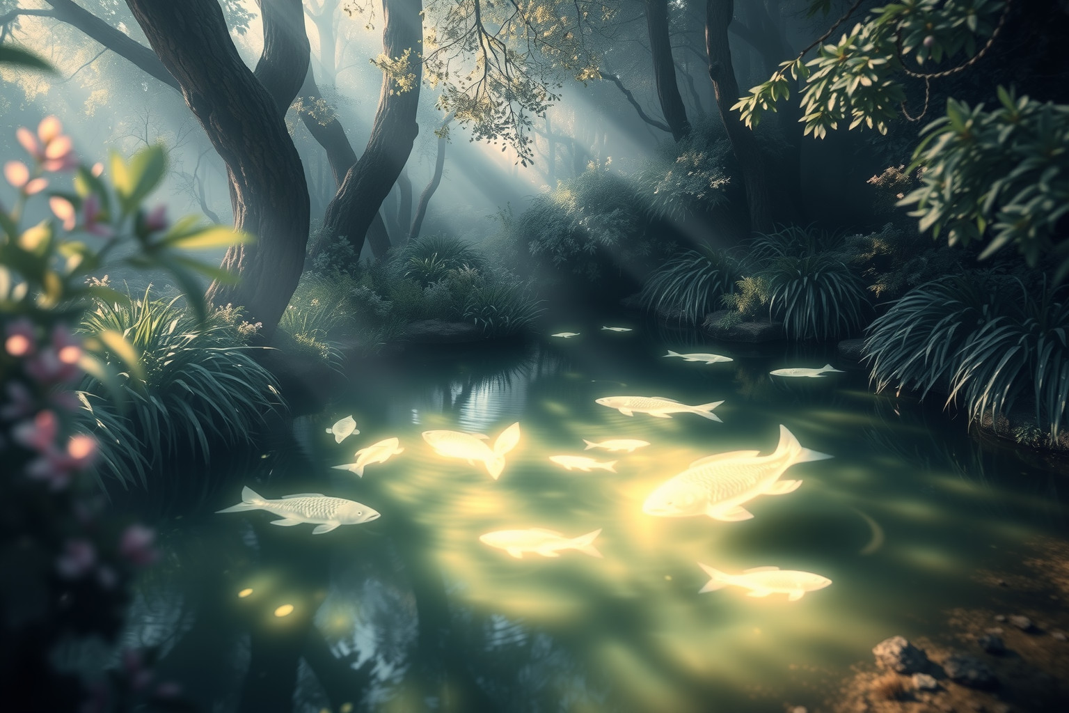 Sognare uno stagno in foresta simboleggia pace interiore nascosta.