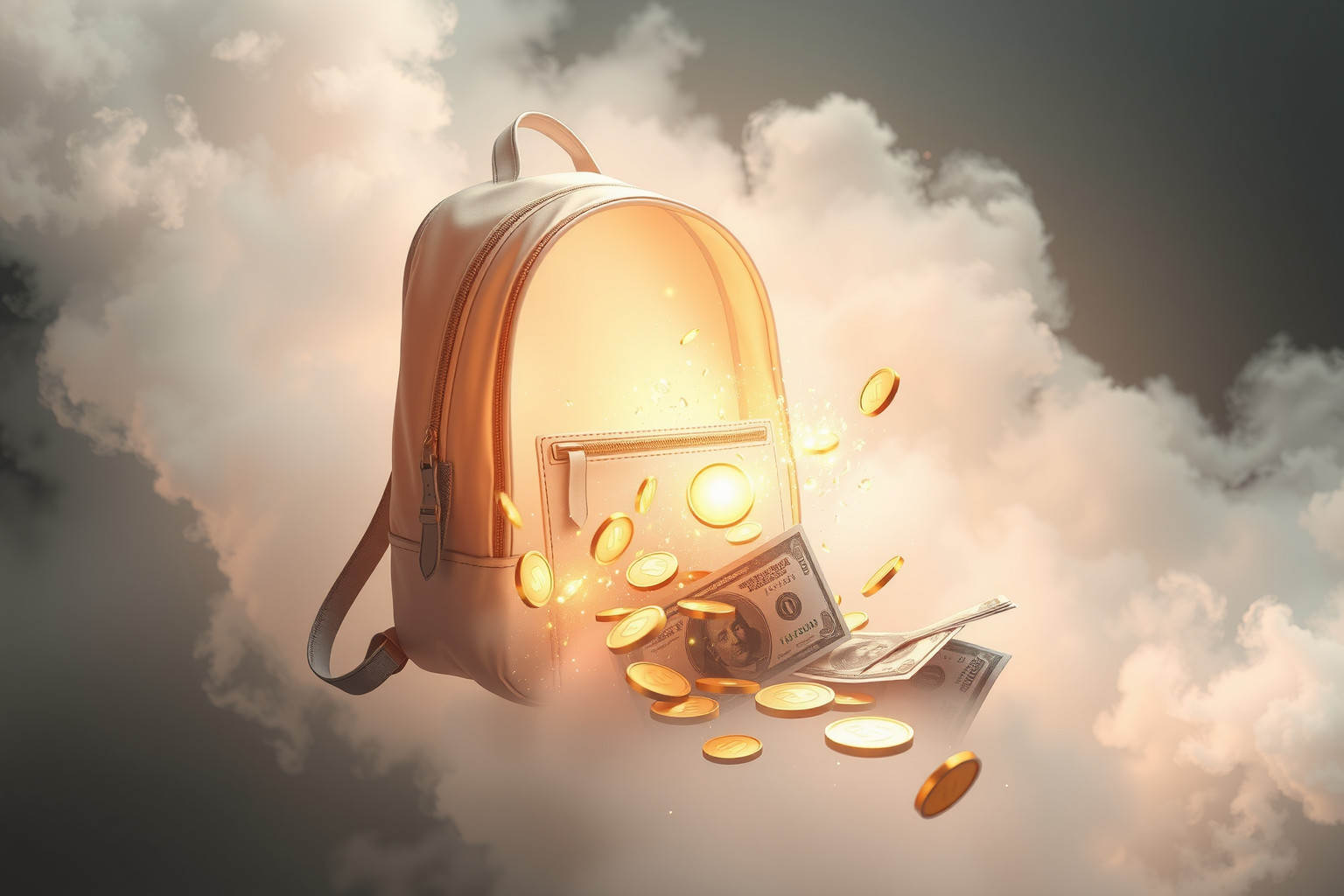 Sognare uno zaino pieno di soldi simboleggia ricchezza e opportunità future.
